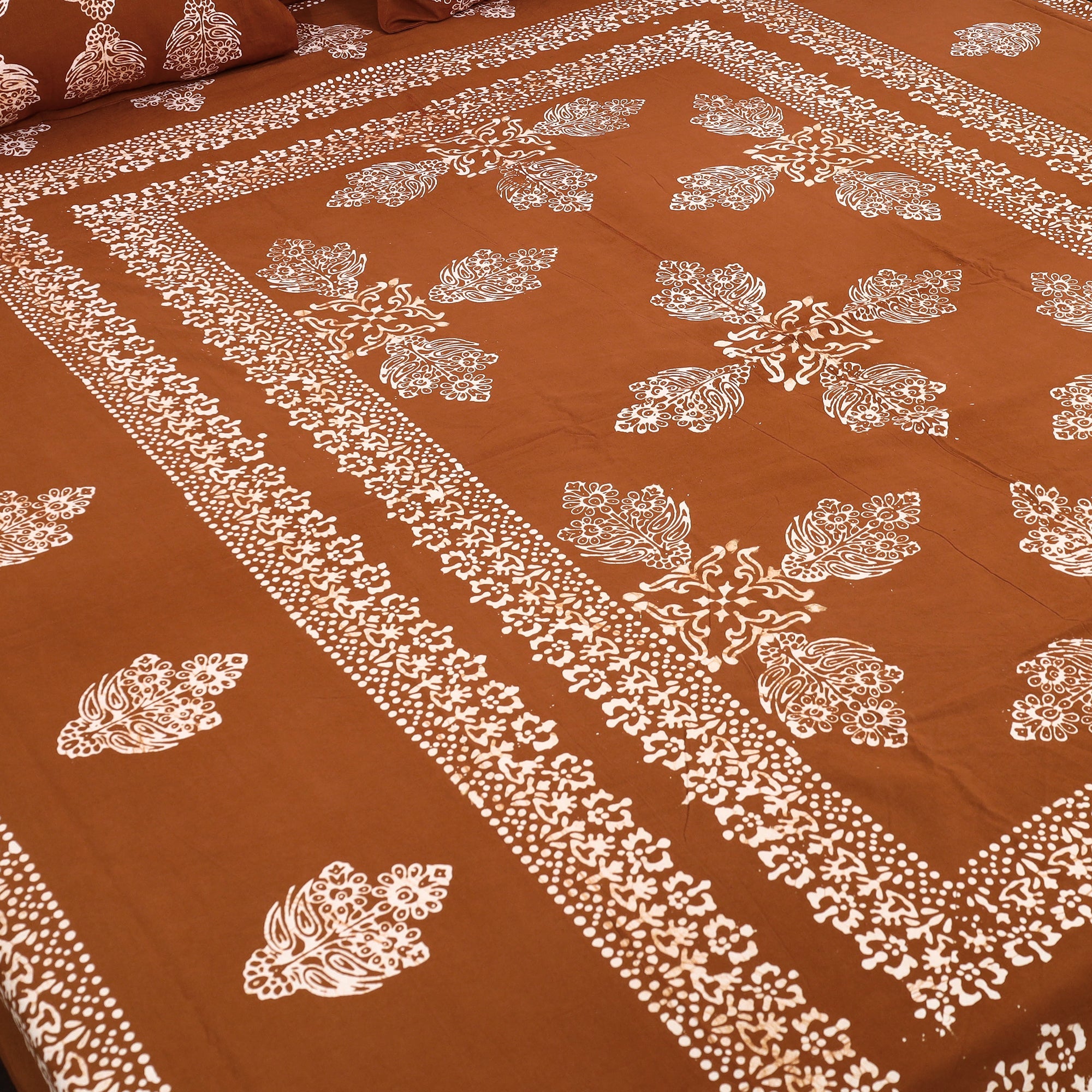 BATIK BY MD. SHARIFF Brown - Cotton Double Hand Batik Print Bed Sheet Set 39 - view 2