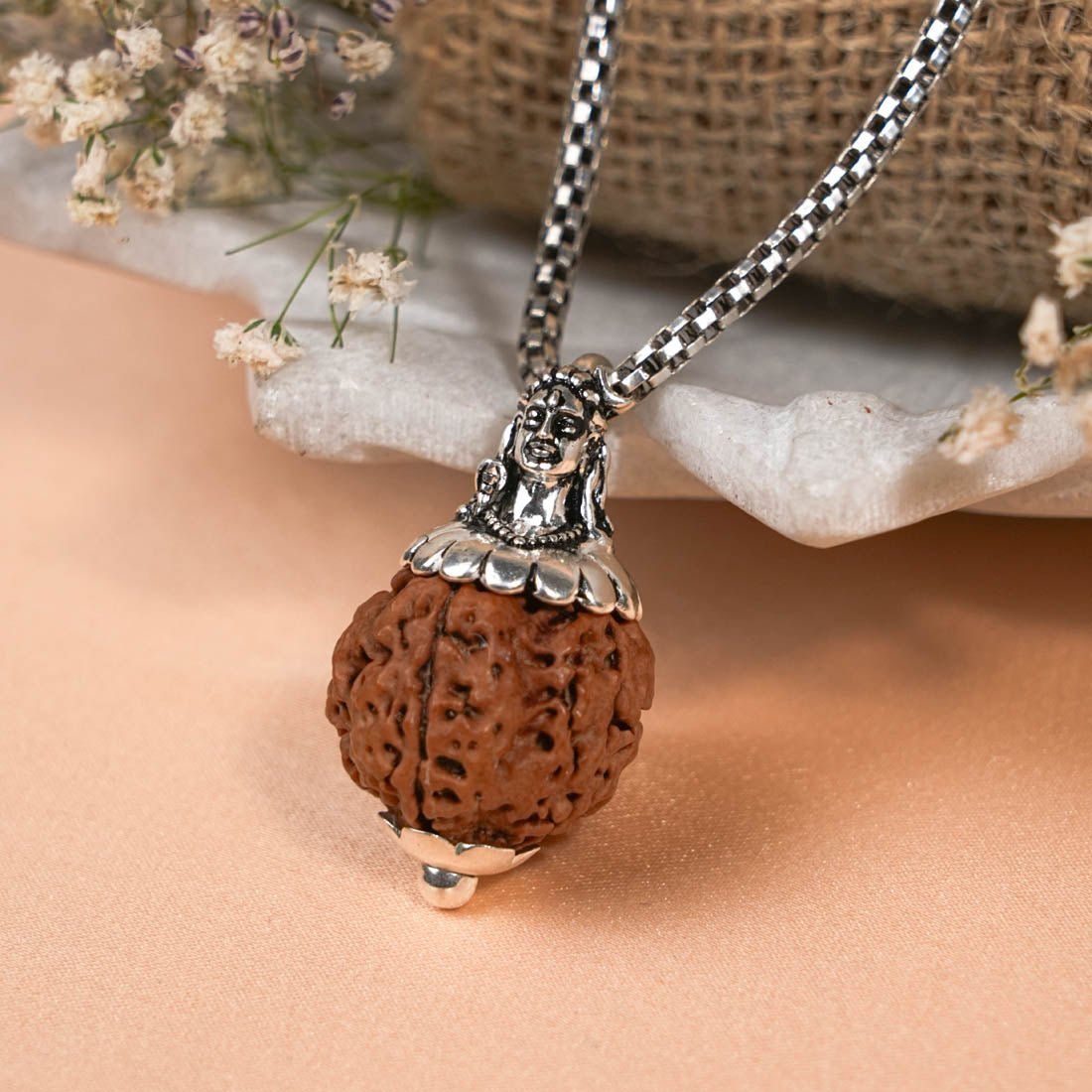 Adiyogi pendant 4 – Prinjal Jewellers Adiyogi Pendant (4 Mukhi Nepali Rudraksha) With Chain