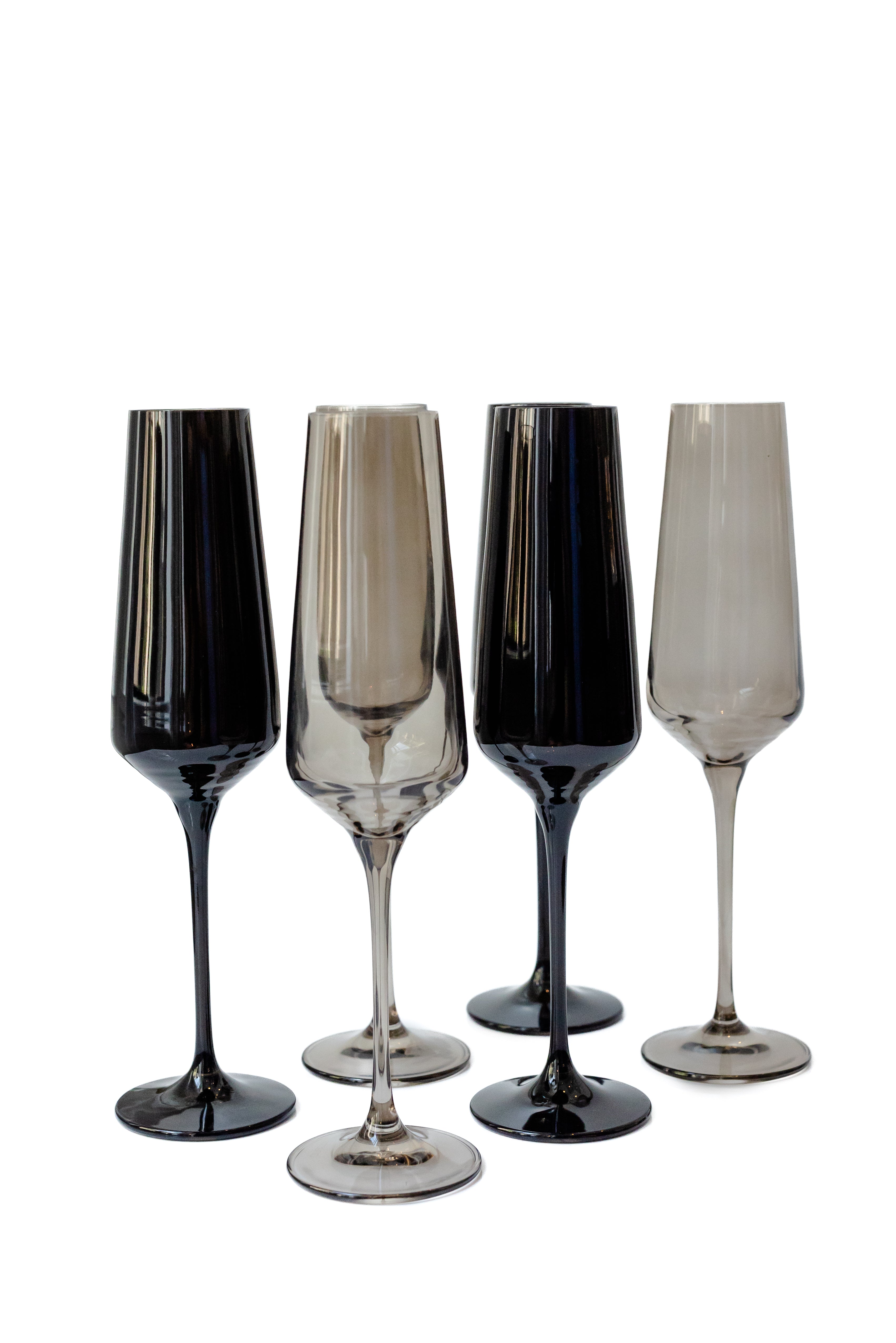 Estelle Colored Glass Estelle Colored Champagne Flute - Set of 6 {Smoke Mixed Set} - view 3