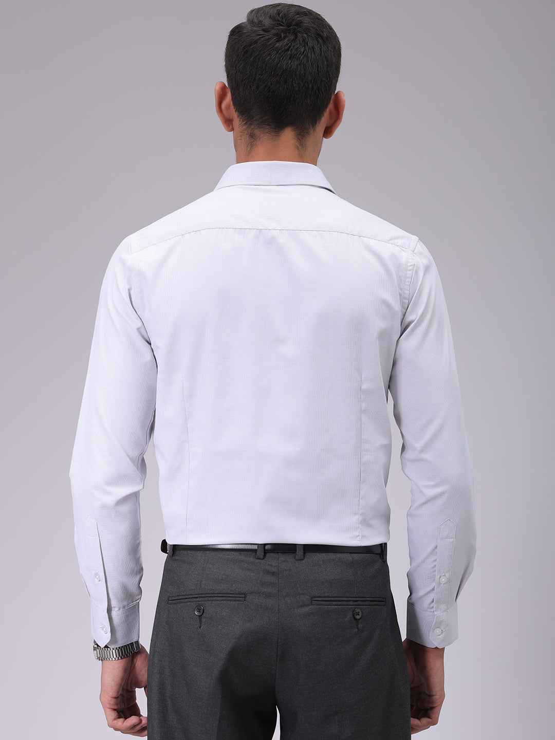 Luxe by TIGC Men's Grey Slim Fit Checked Formal Shirt - view 5