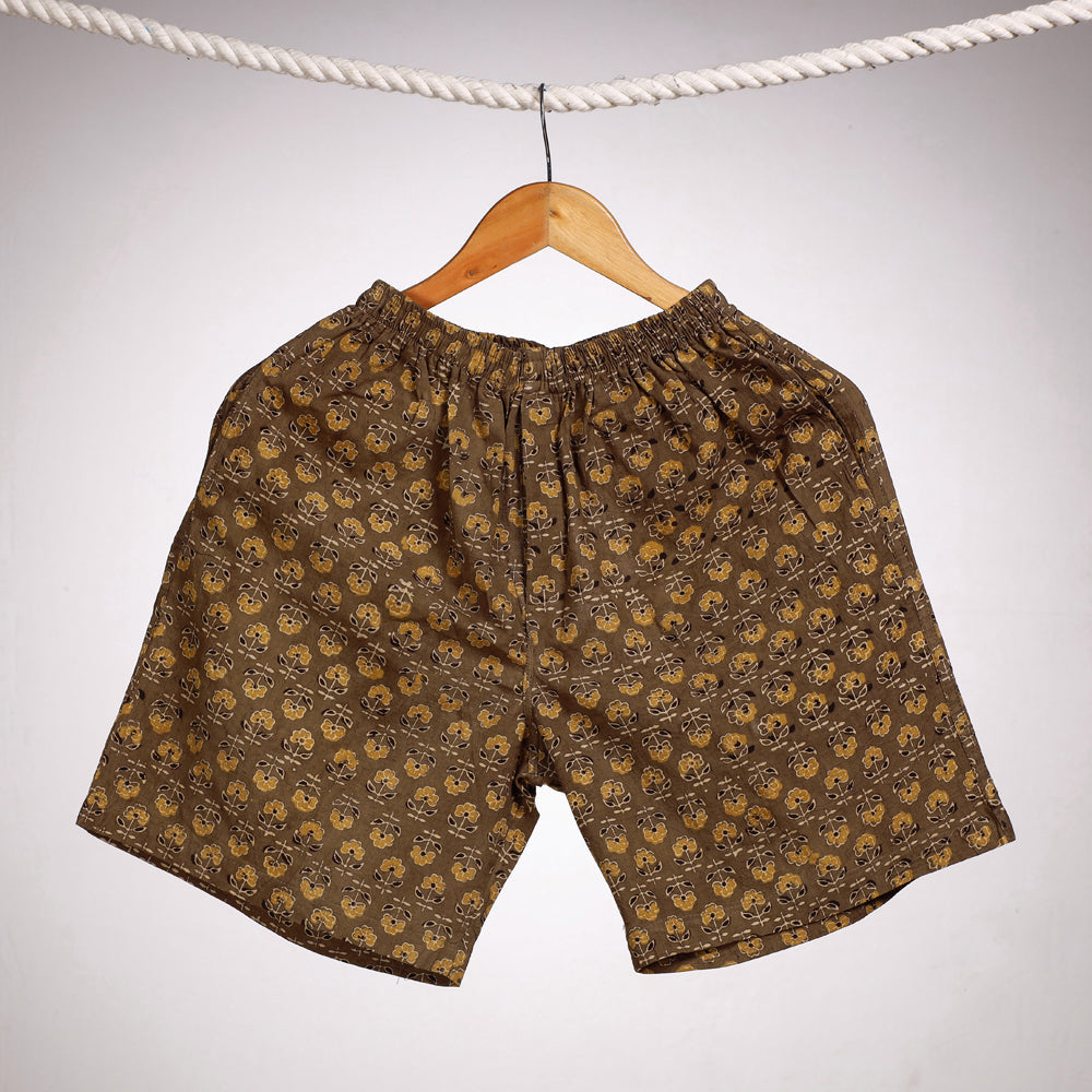 Unisex boxer shorts – ITOKRI CASUALS Brown - Ajrakh Block Printing Cotton Unisex Boxer/Shorts