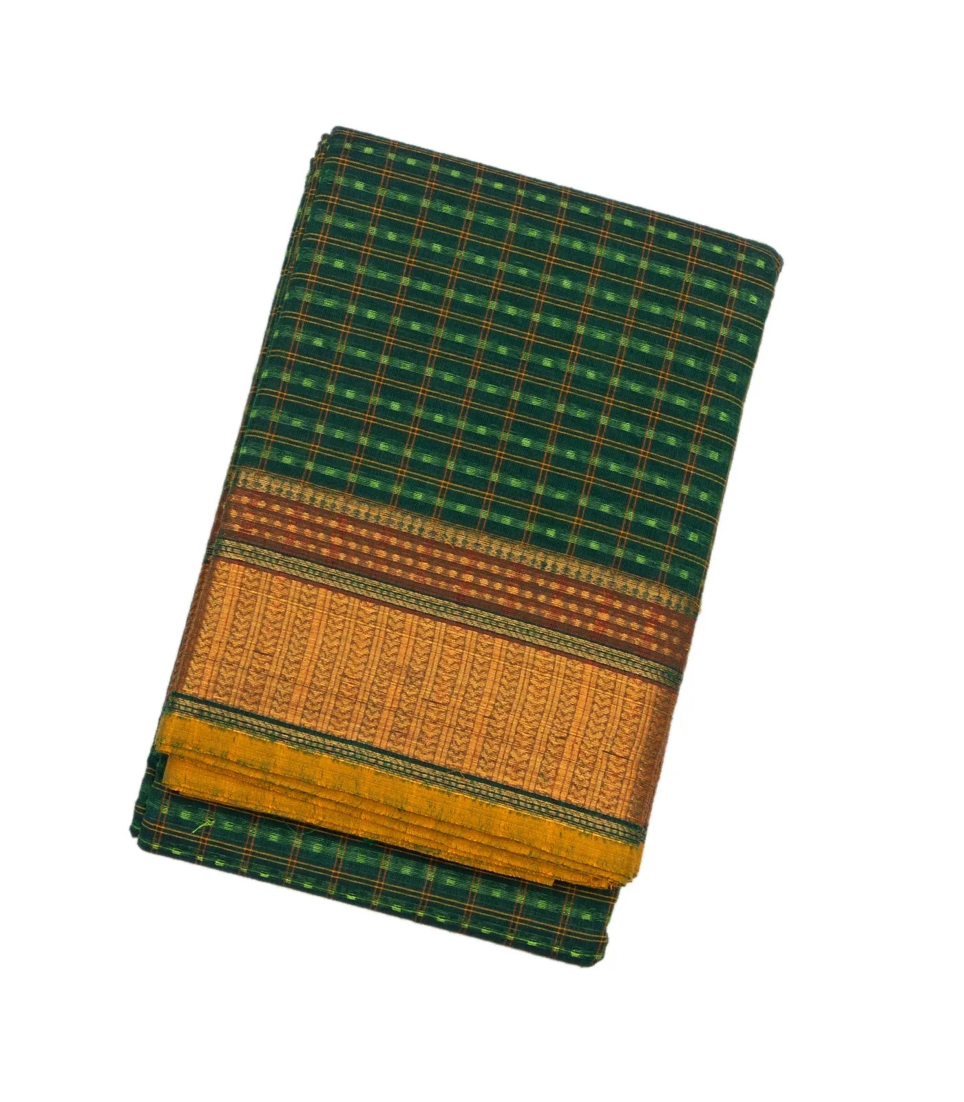 RmKV Green Handloom Chettinad Cotton Saree With Checks