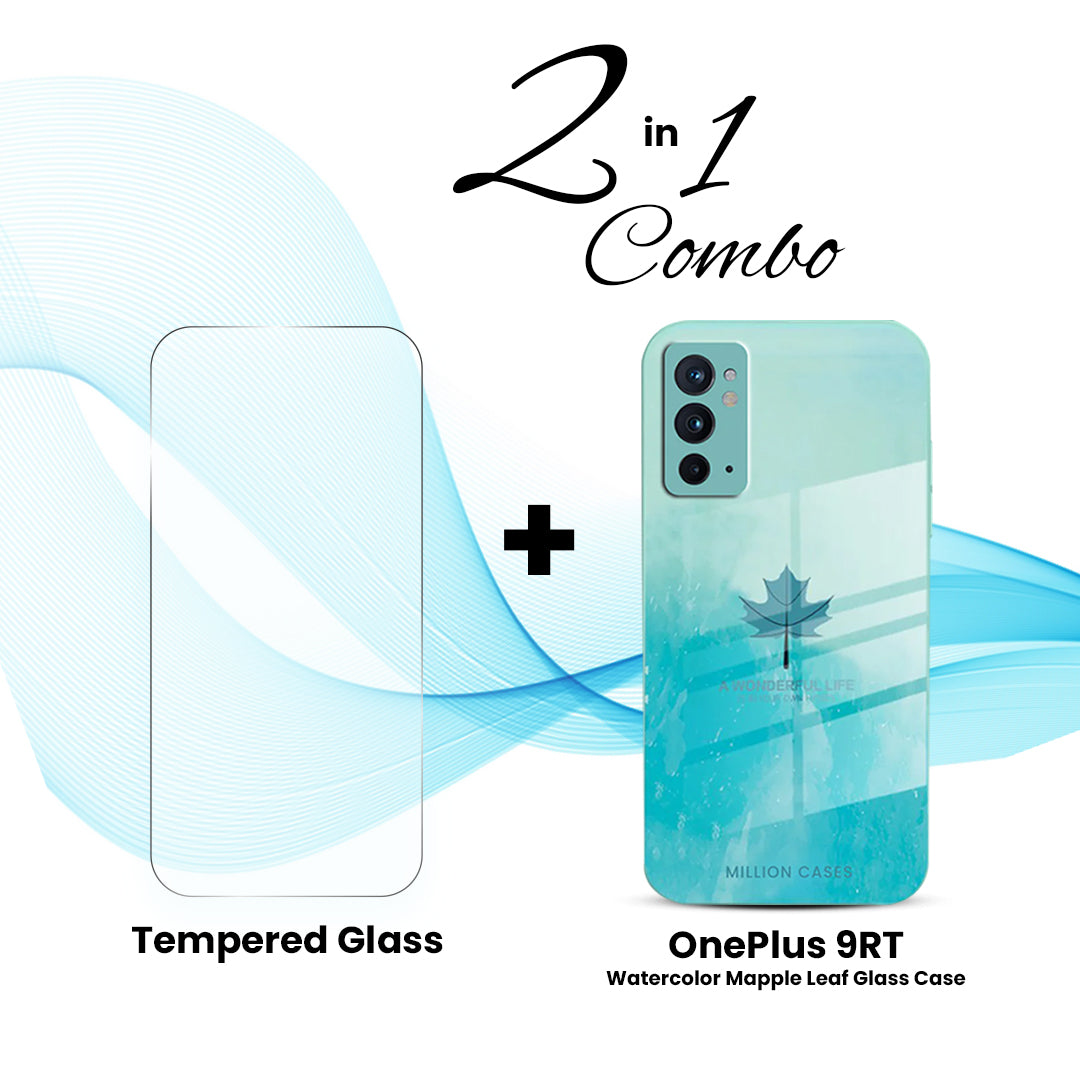 OnePlus (2 in 1 Combo) - Watercolor Mapple Leaf Glass Case + Tempered Glass - view 8