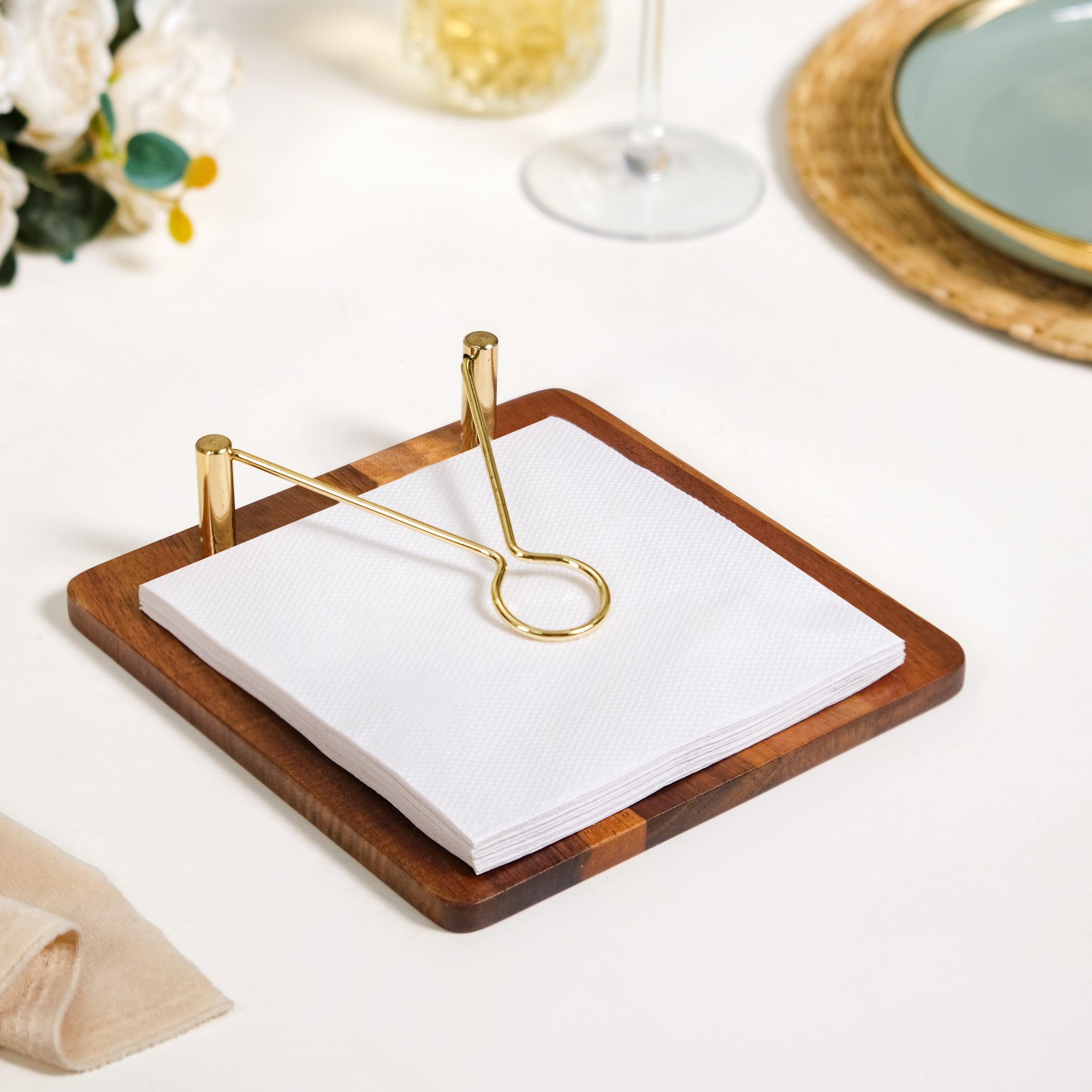 Nestasia Wooden Tissue Paper Holder With Metal Clip