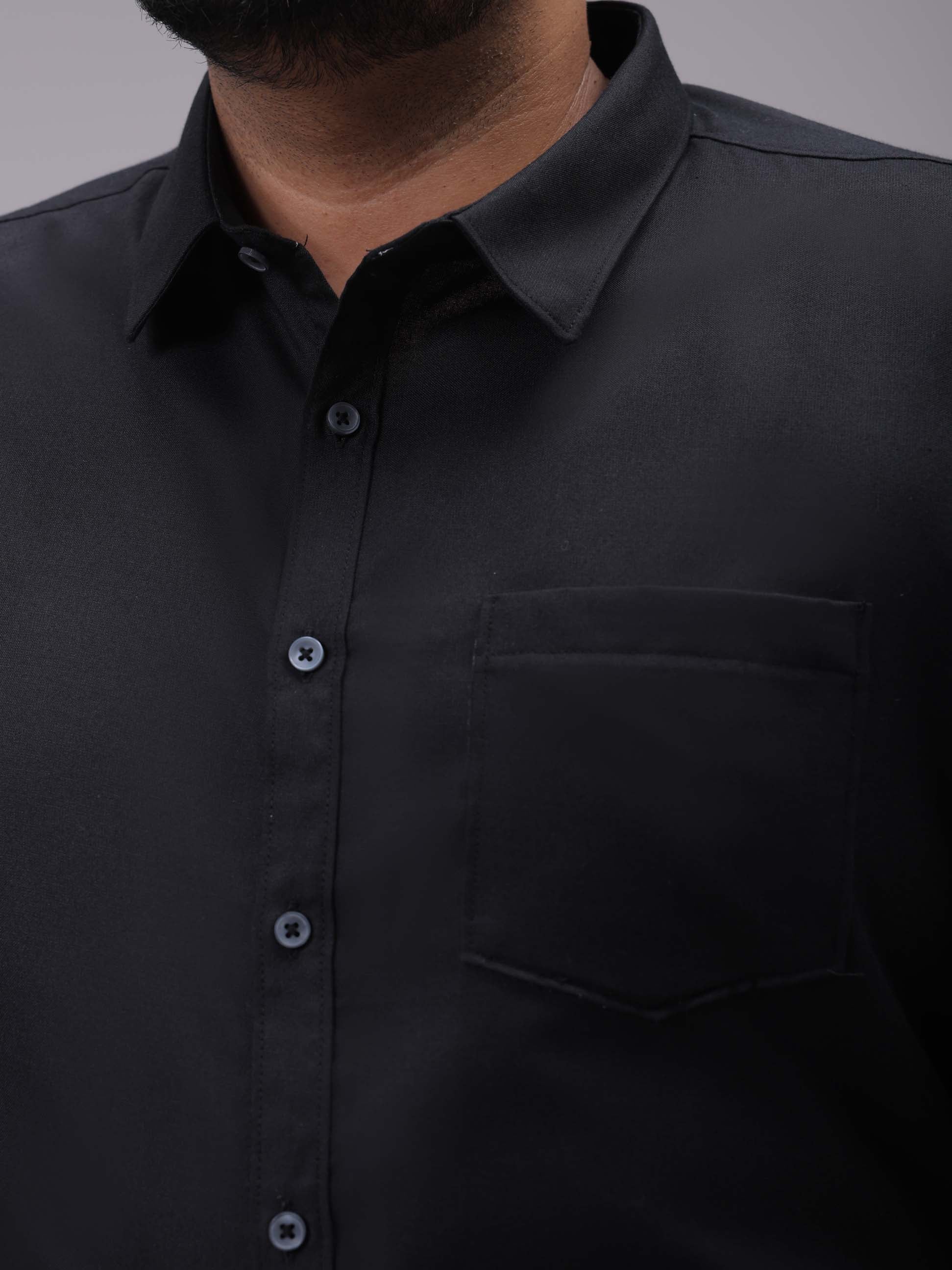 HARDSODA Men's Plus Size Black Regular Fit Solid Formal Shirt - view 6