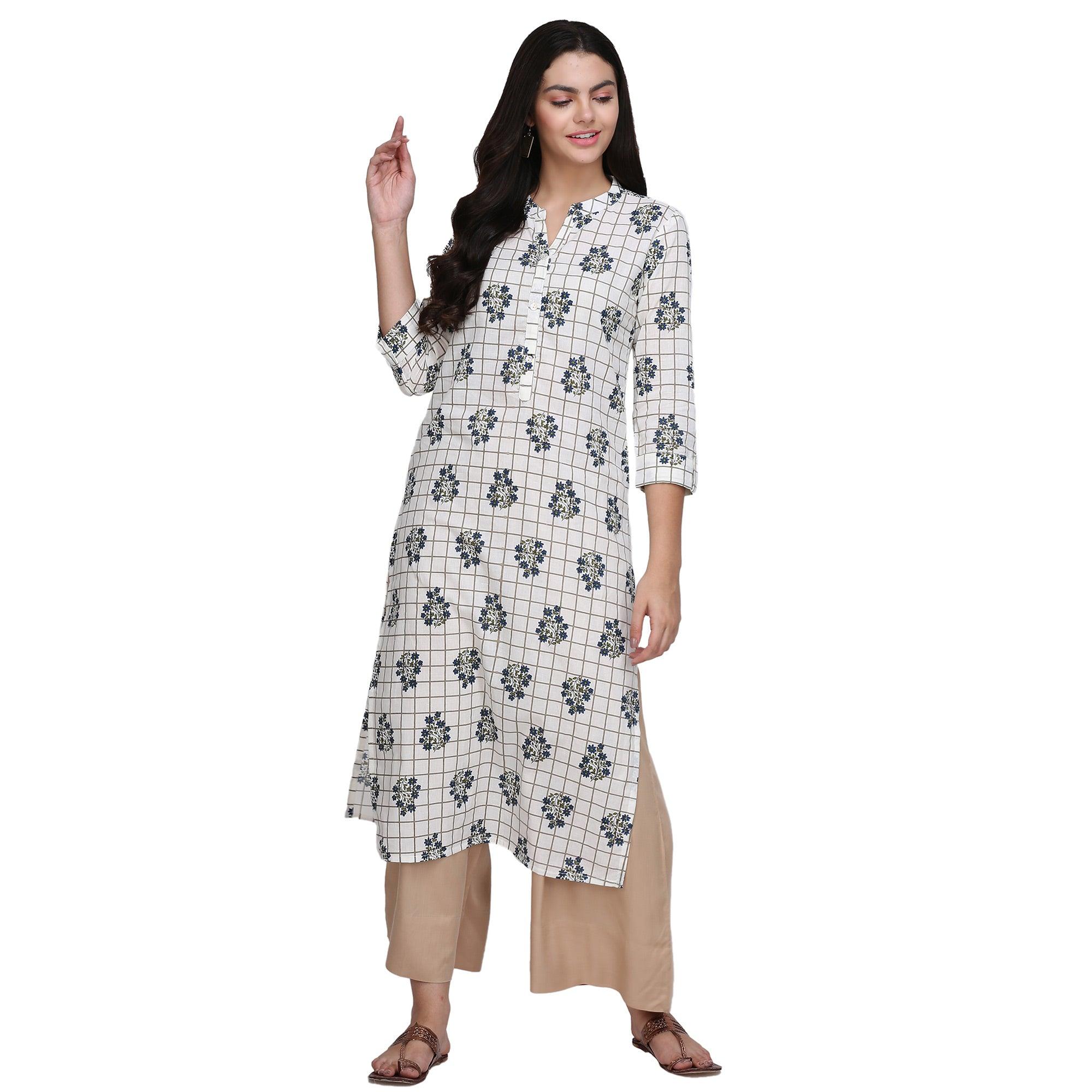 Peachmode Seller Demanding White Colored Casual Printed Cotton Kurti - view 3