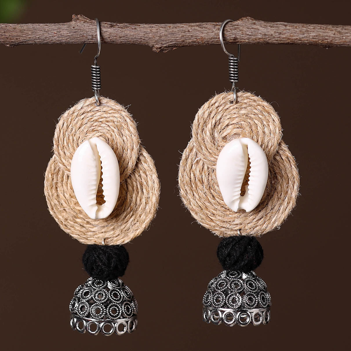 JALPARI Apeksha German Silver Jute Jhumki Earrings - view 2