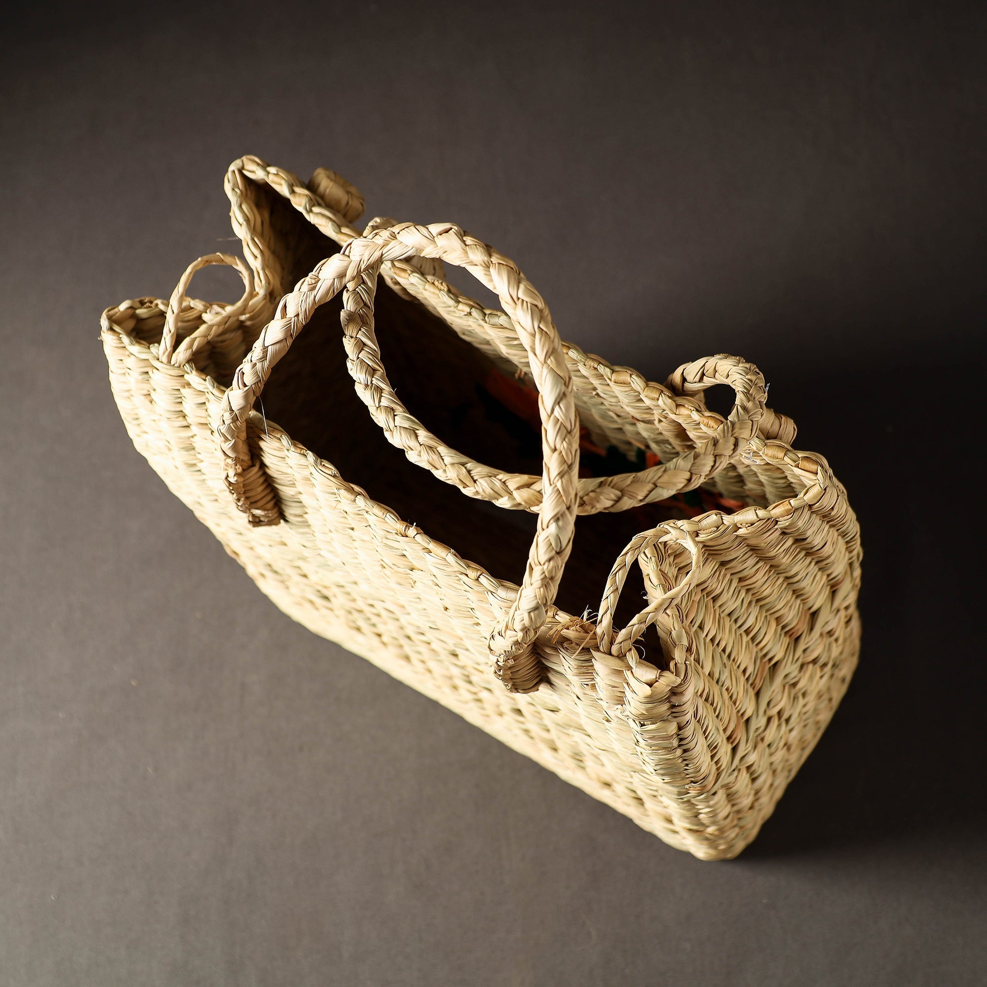 ITOKRI CRAFTS INITIATIVE Beige - Handcrafted Natural Water Reed Embroidered Shopping Bag - view 5