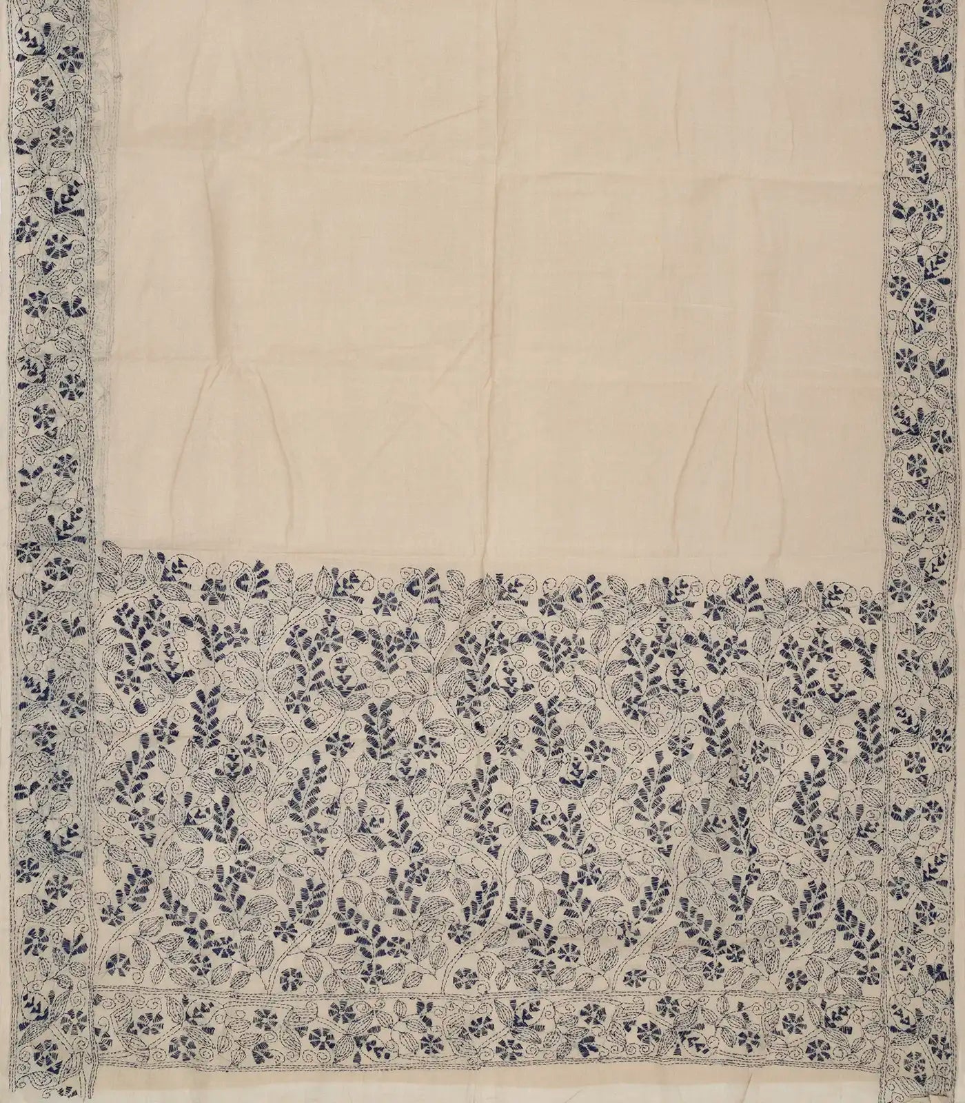 RmKV Taupe Handloom Bengal Cotton Saree With Embroidered Floral Motifs - view 2