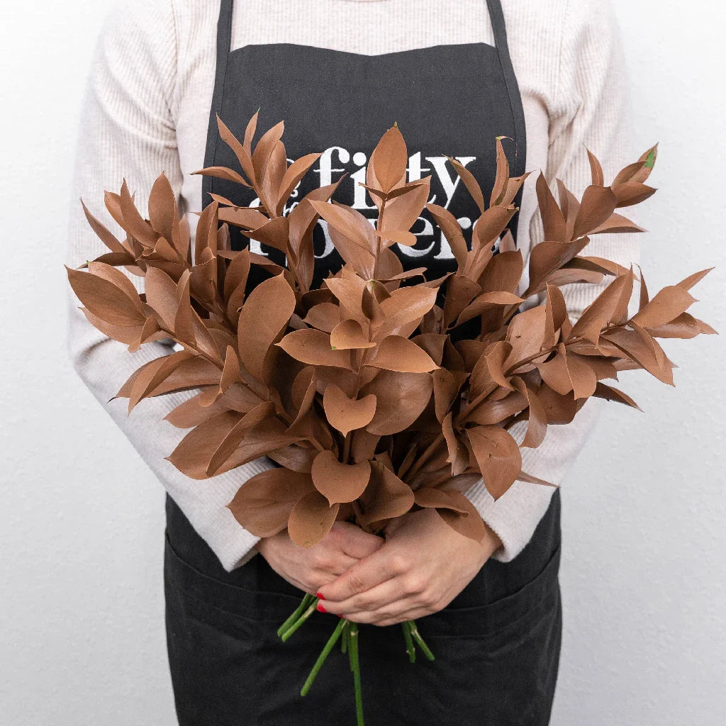 FiftyFlowers Mocha Mousse Ruscus Greenery