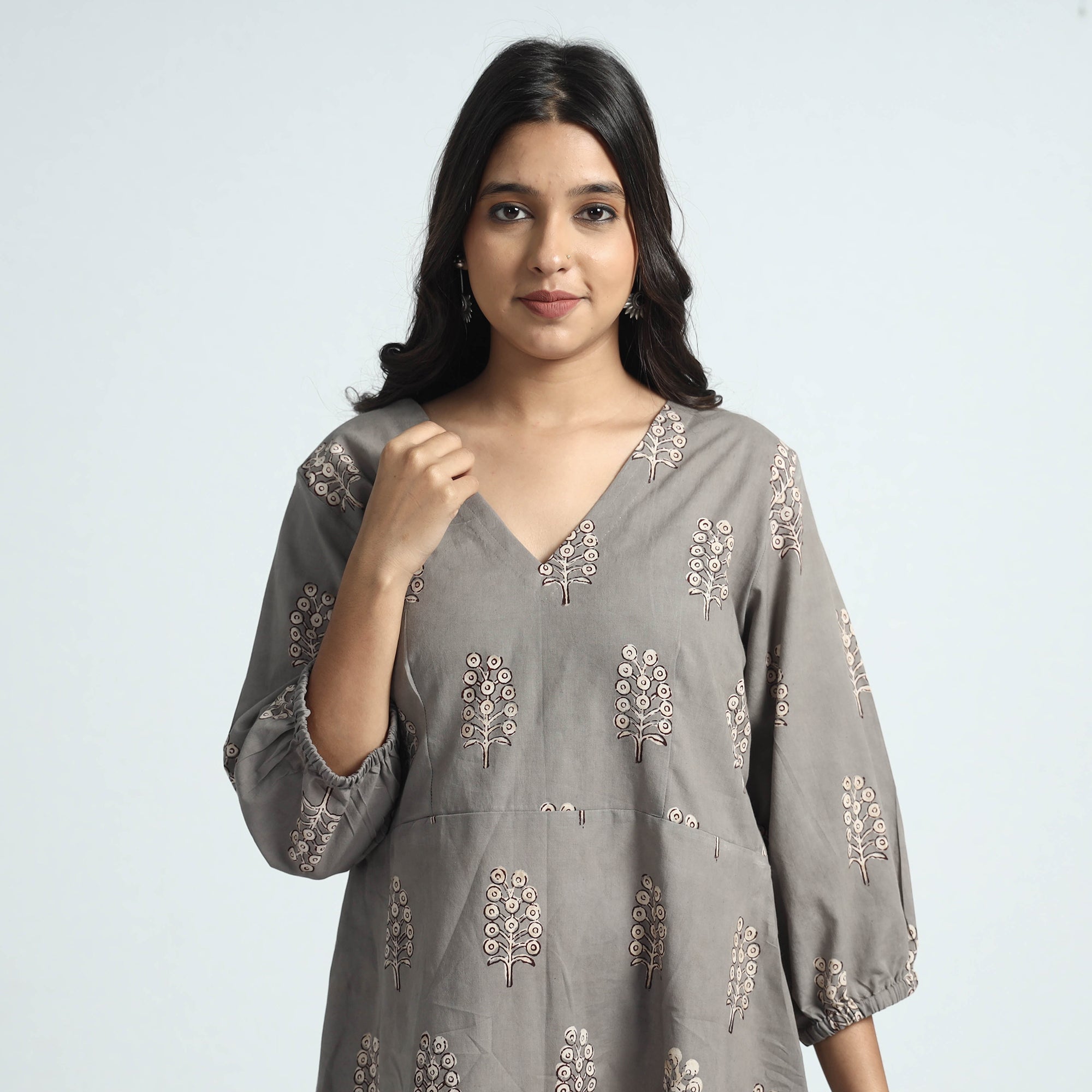 ITOKRI CASUALS Brown - Nandana Hand Block Printed Cotton Dress