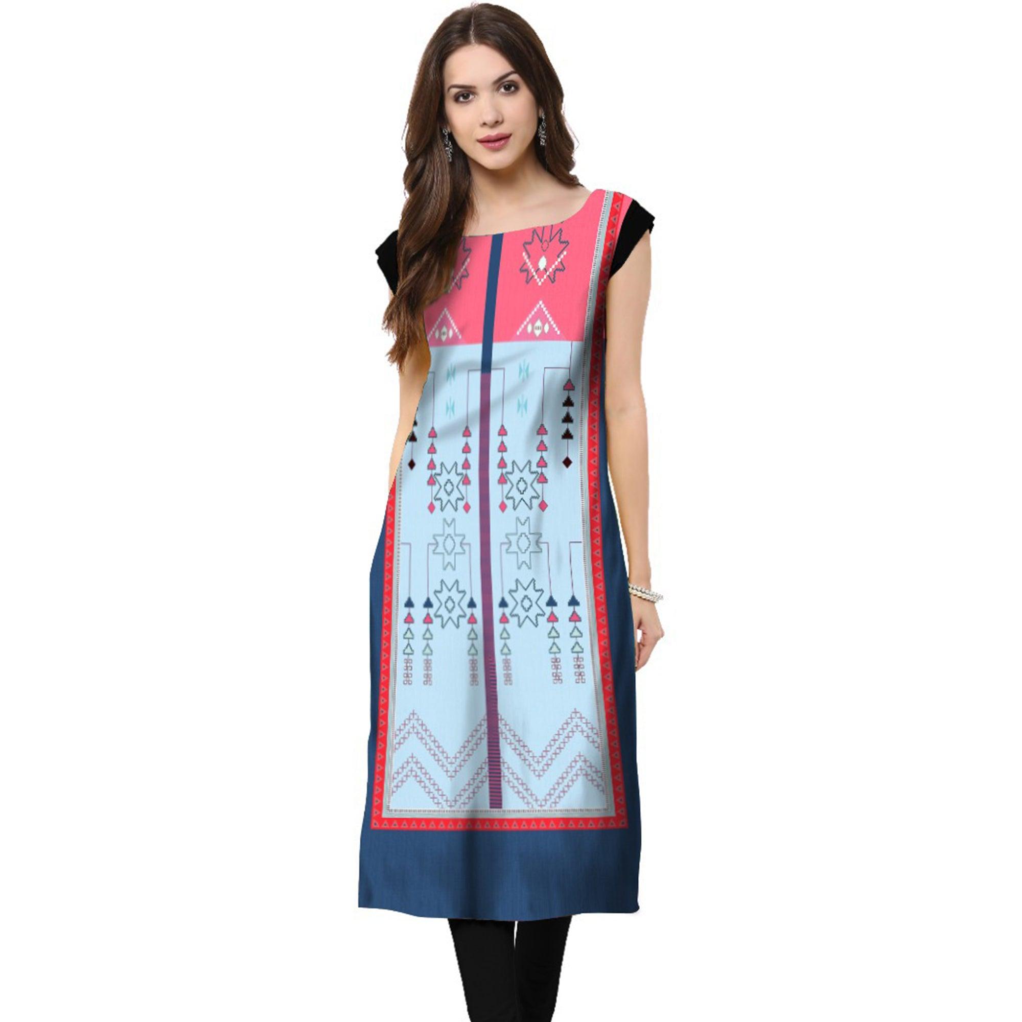 Peachmode Seller Multi Color Casual Wear Digital Printed Crepe Kurti