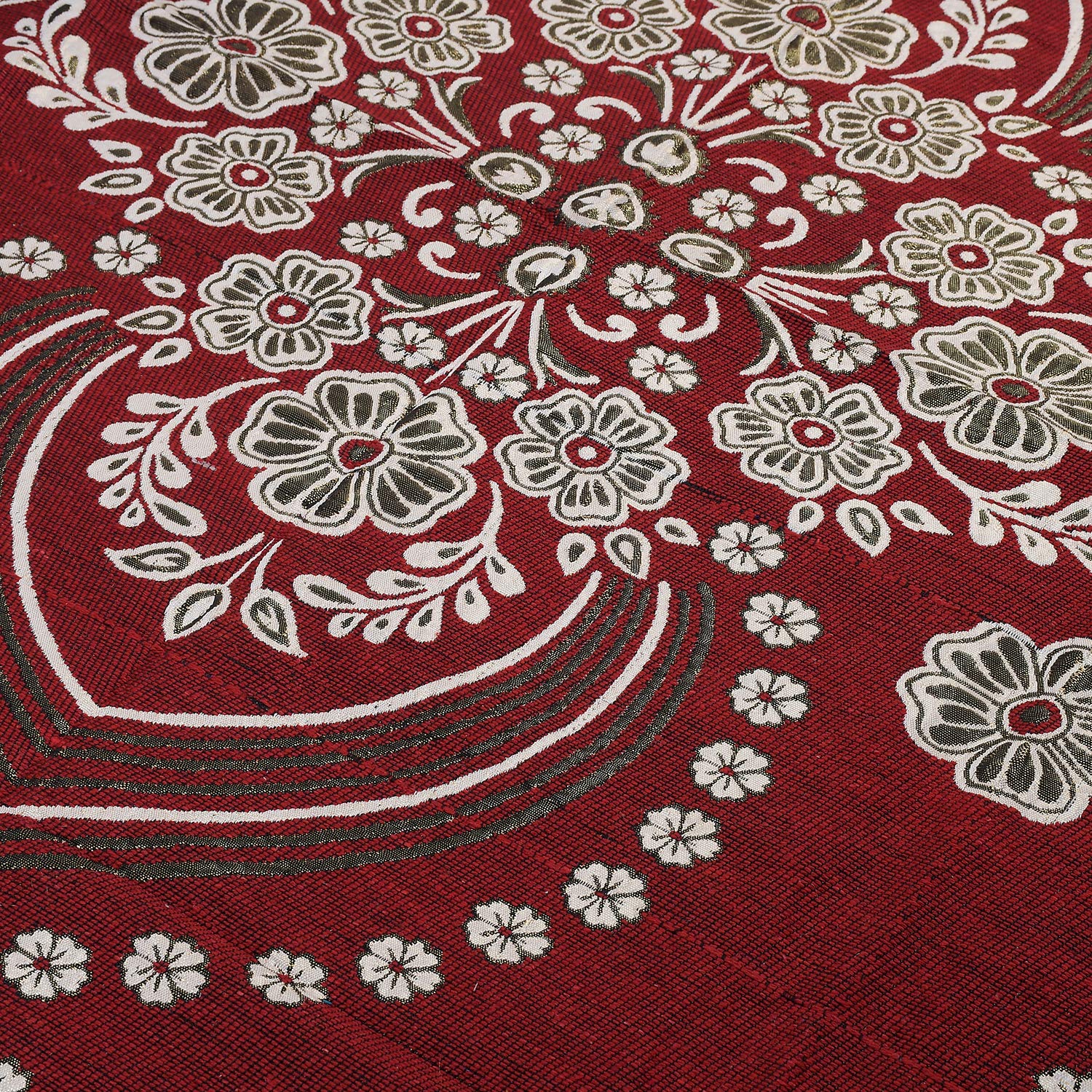 Kuber Industries - Ctktc40149- Flower Design Traditional Cotton Carpet for Living Room,Hall Bedroom Floor,Drawing Room,Study Room, Floor Covering Carp - view 4