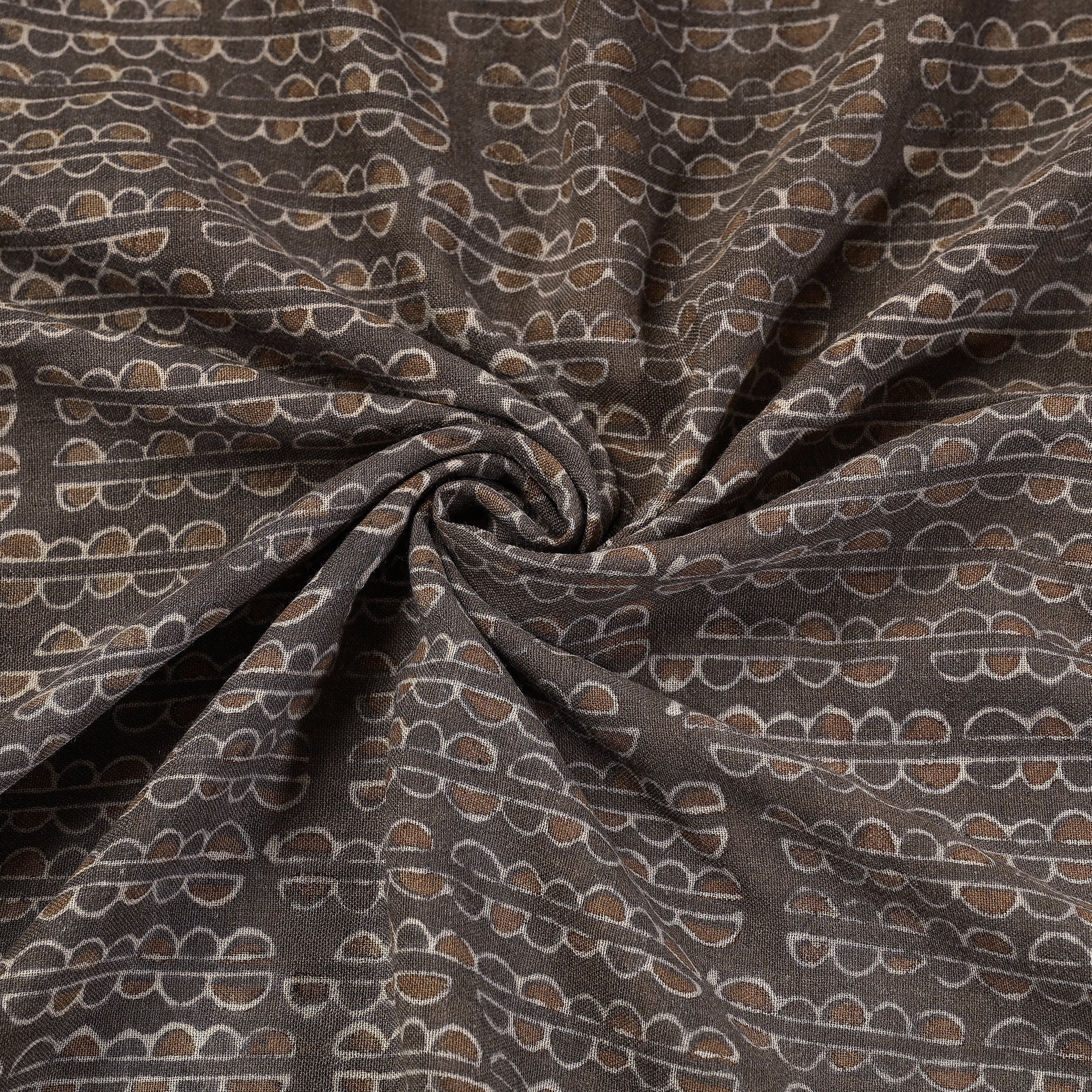 HAVELI CHRONICLES Brown - Pure Wool Handloom Special Akola Hand Block Printed Fabric - view 3