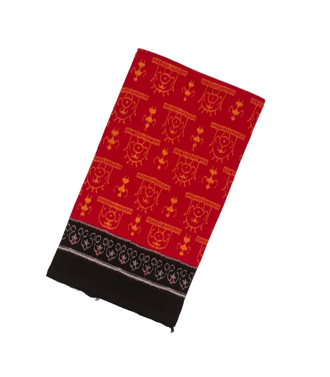RmKV Red Handloom Orissa Cotton Saree With Tie & Dye Flower Motifs
