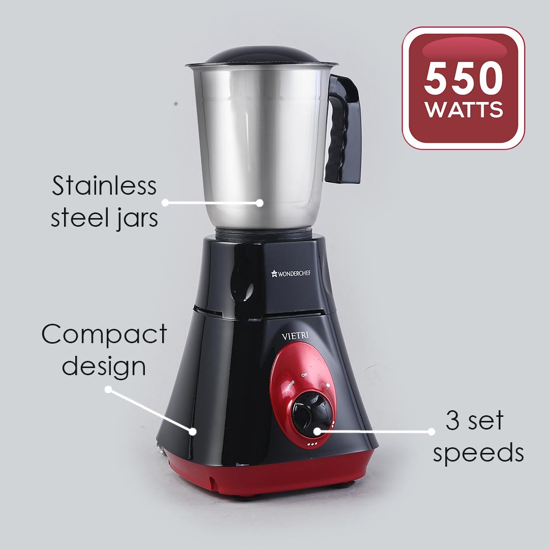 Wonderchef Vietri Mixer Grinder, 550W with 3 Anti-rust Stainless - view 2