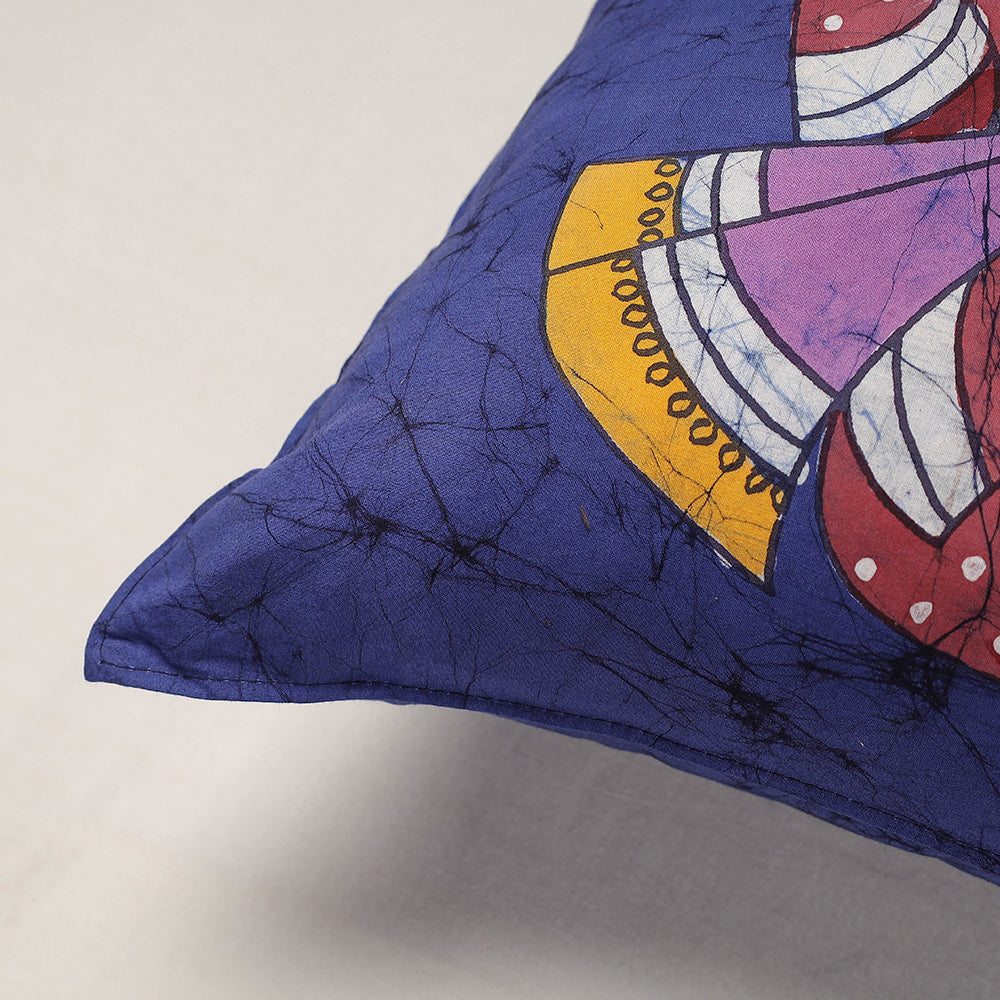 KACHCHH JI CHHAAP Blue - Hand Batik Printed Pure Cotton Cushion Cover (18 x 18 in) - view 2