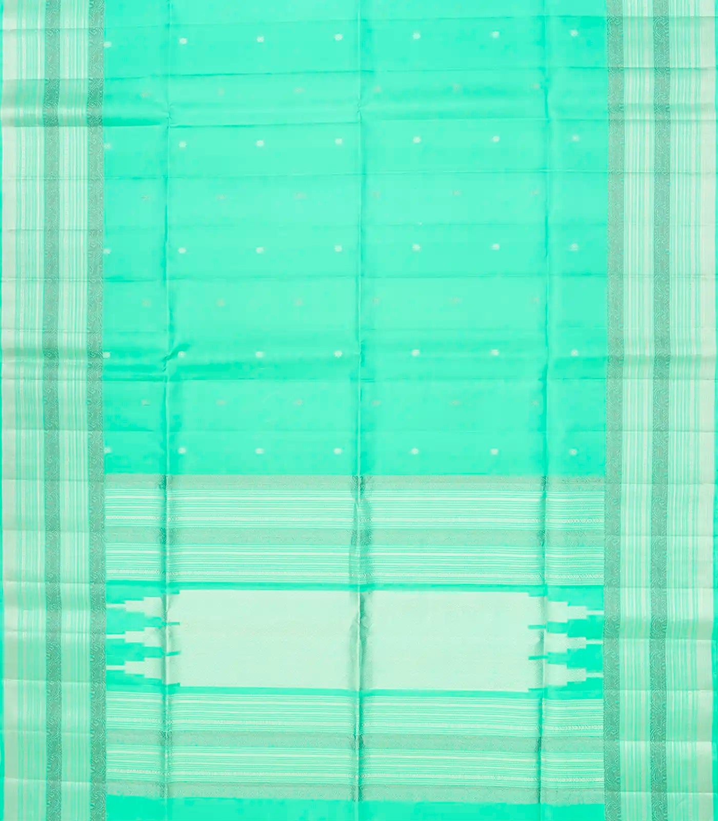 RmKV Aquamarine Handloom Soft Silk Saree With Floral Buttas-Aquamarine - view 2