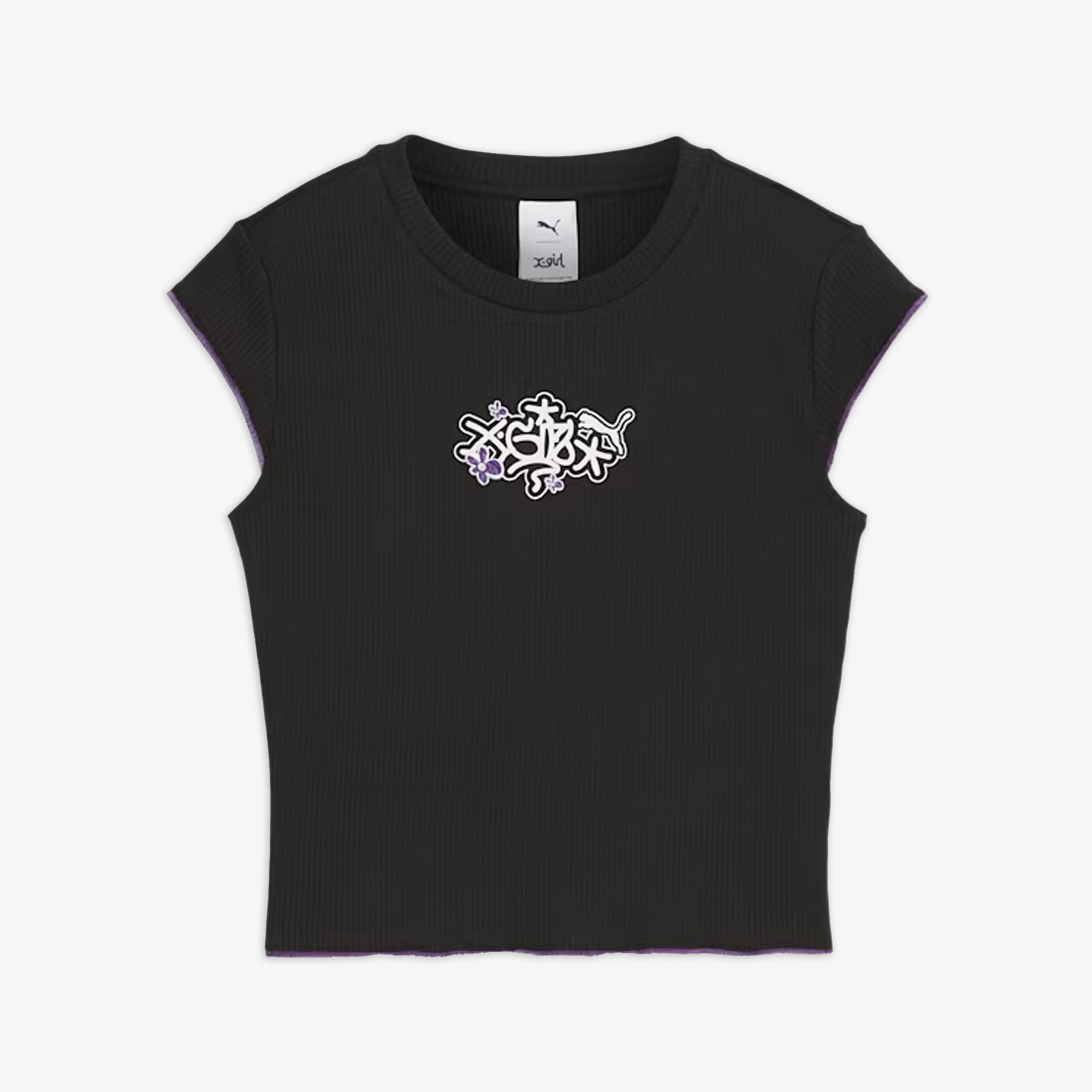 Puma | x X-GIRL RIBBED SLIM FIT TEE { BLACK - view 3