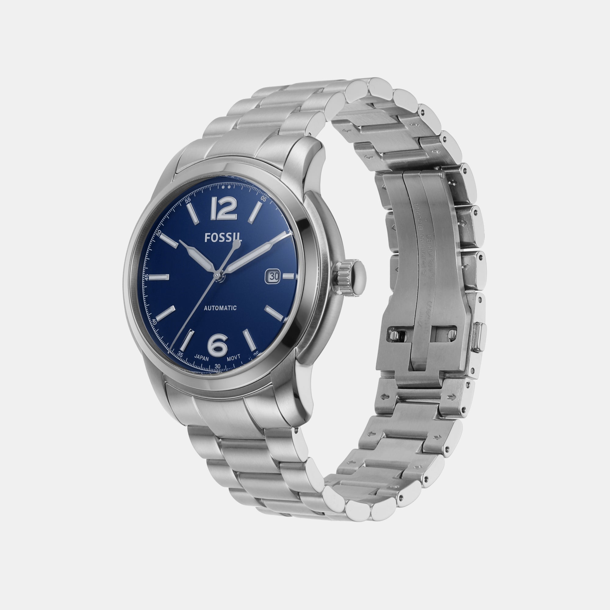 Fossil Heritage Men Automatic Blue Dial Analog Stainless Steel Watch ME3244 - view 3