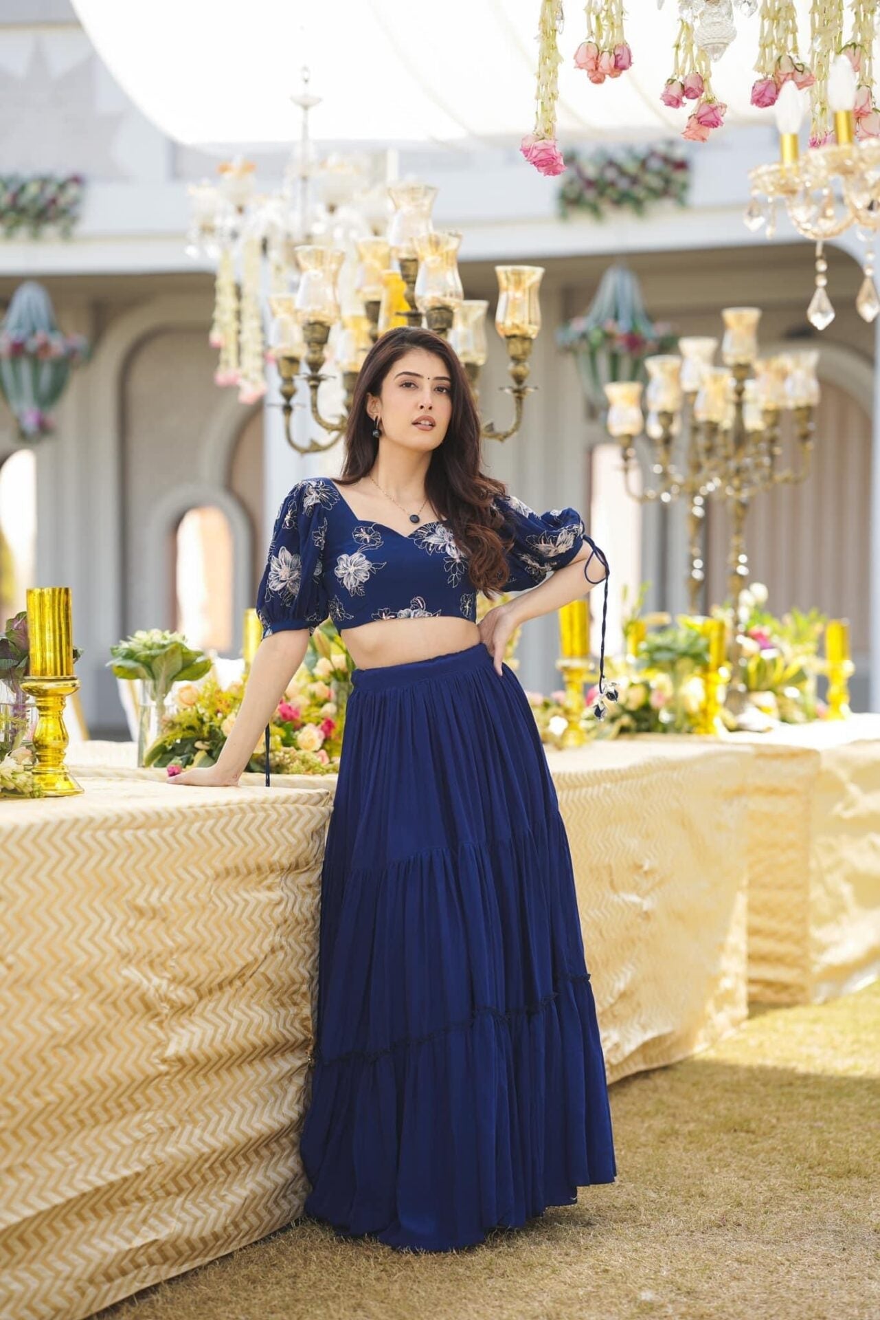 Idaho-o Marshall blue crepe Croptop-skirt
