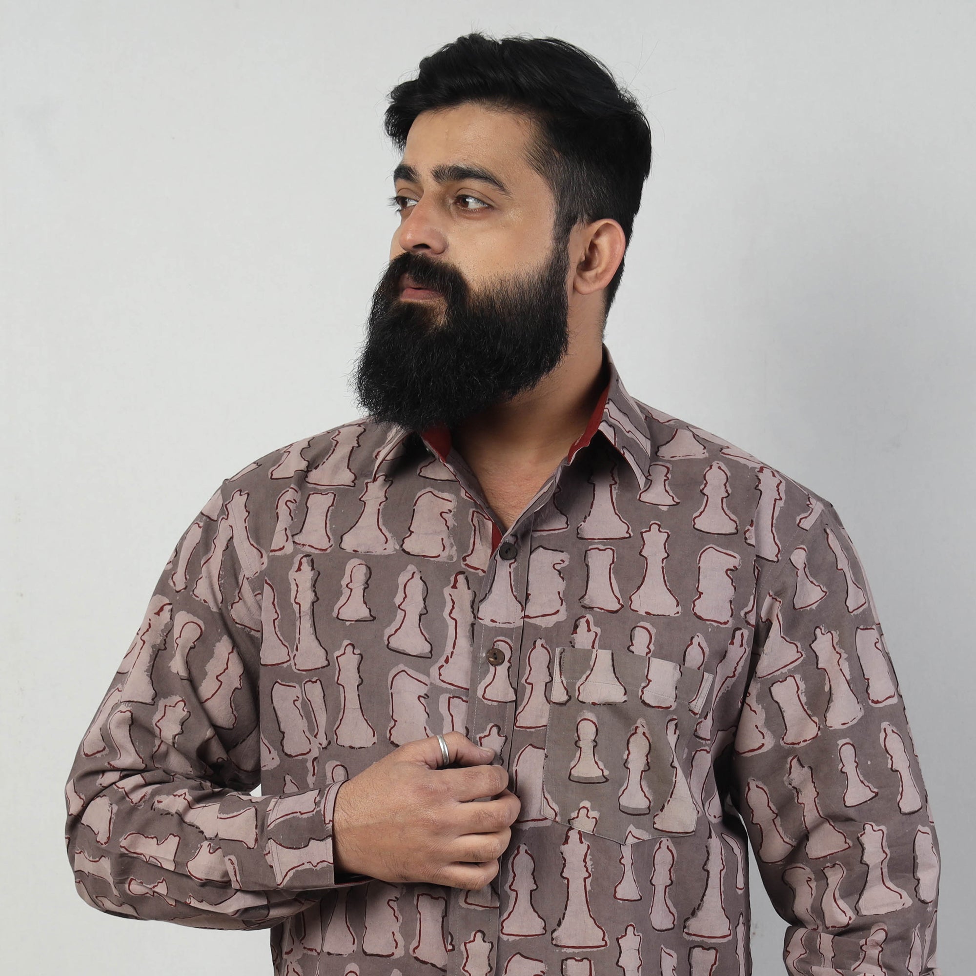 BINDAAS UNLIMITED Brown - Bindaas Block Art Printed Cotton Men Full Sleeve Shirt - view 2