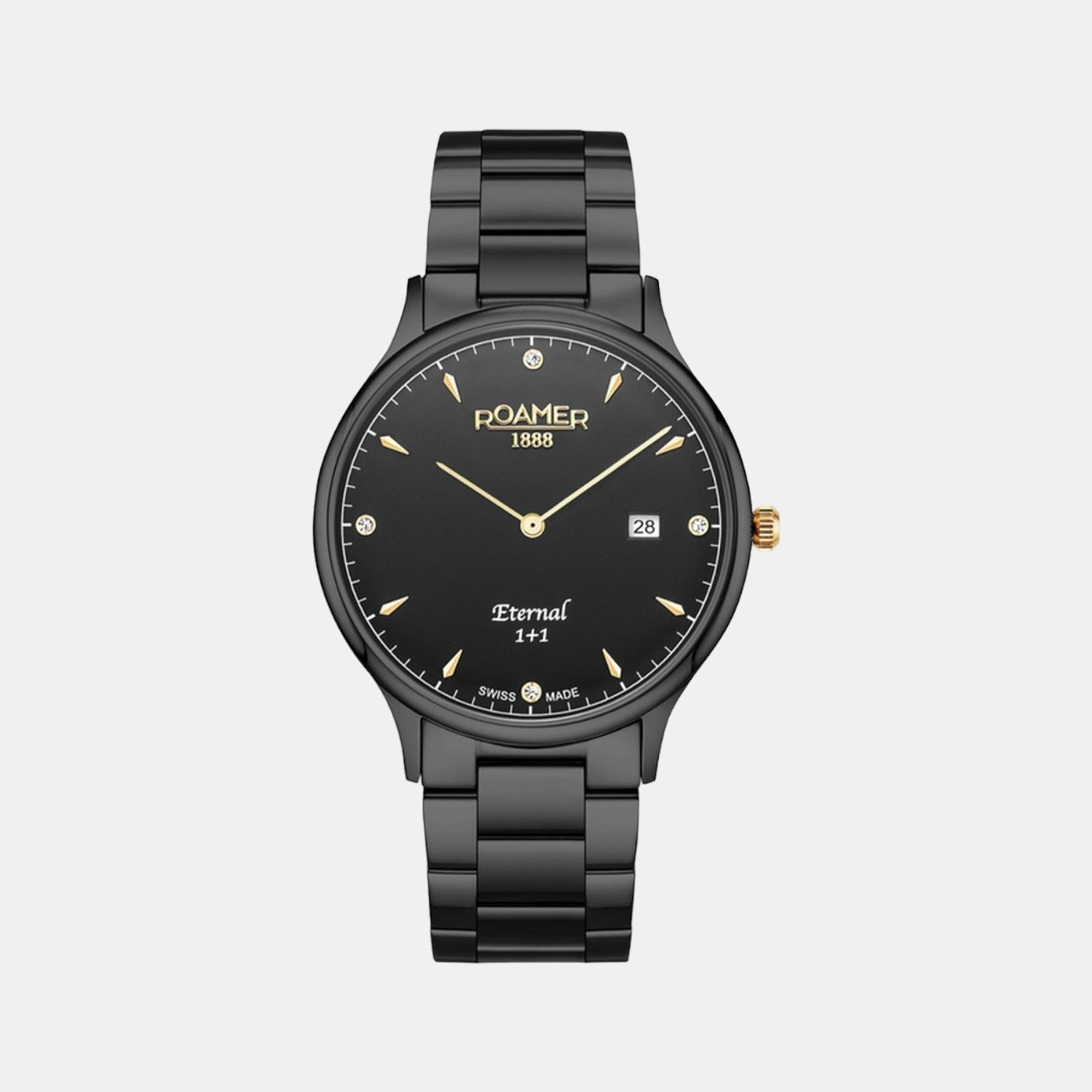 Roamer Eternal Men Quartz Black Dial Analog Stainless Steel Watch 863833 45 55 50