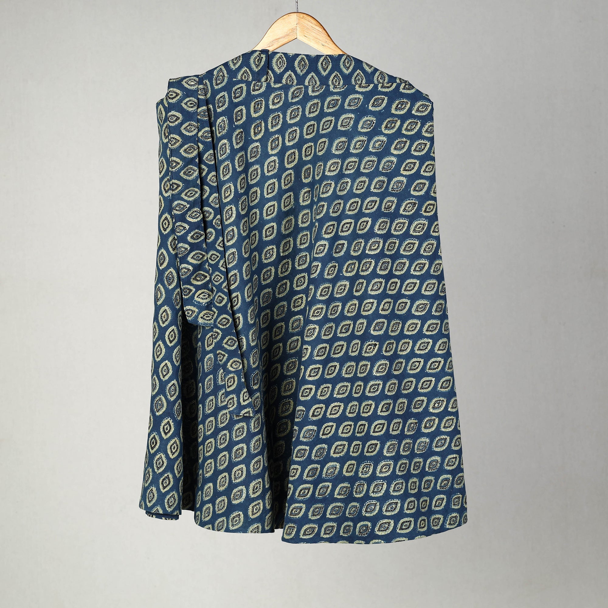 NOORI BAZAR Blue - Block Print Cotton Wrap Around Ajrakh Skirt 04