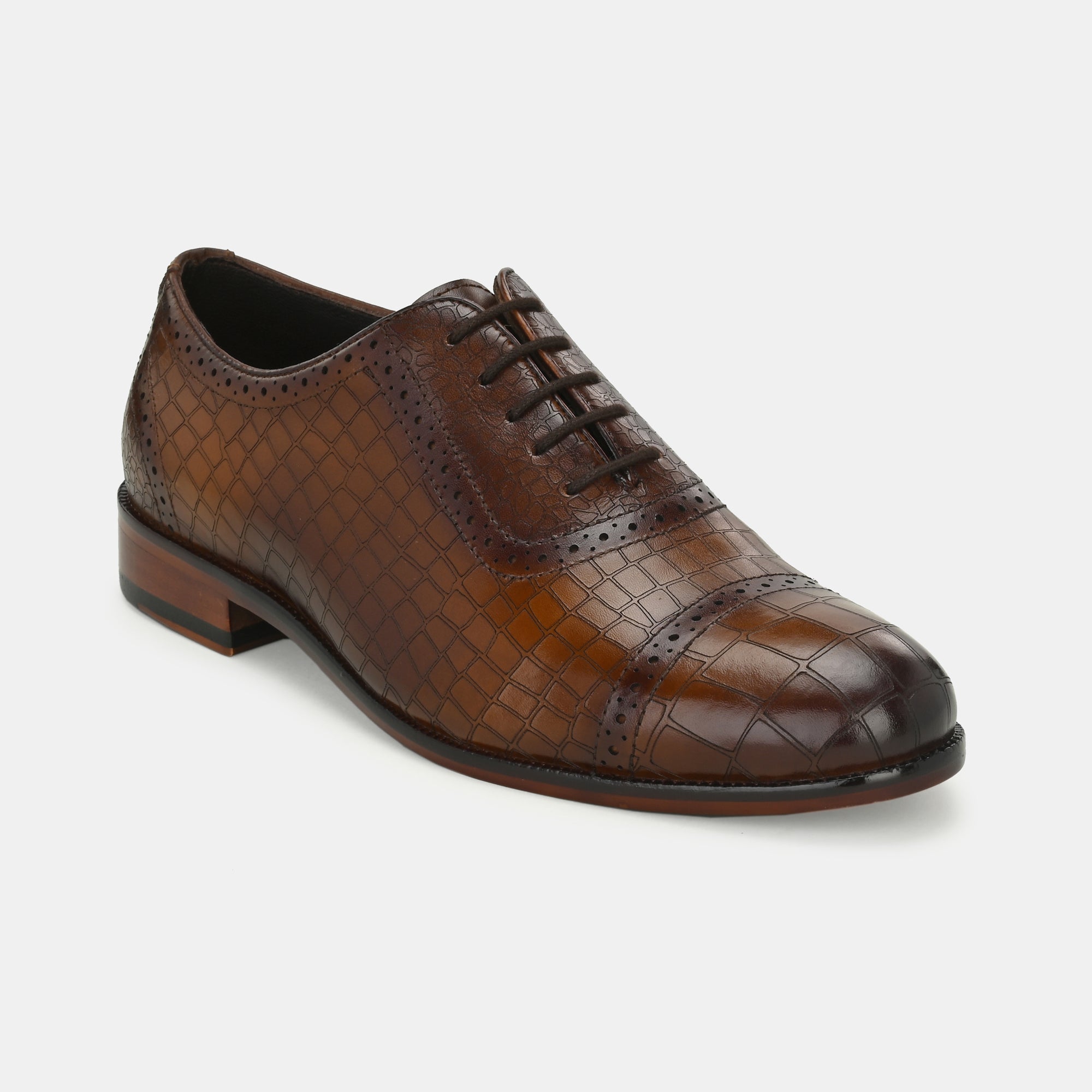 Tan Laser Engraved Semi-Brogues by Lafattio - view 6