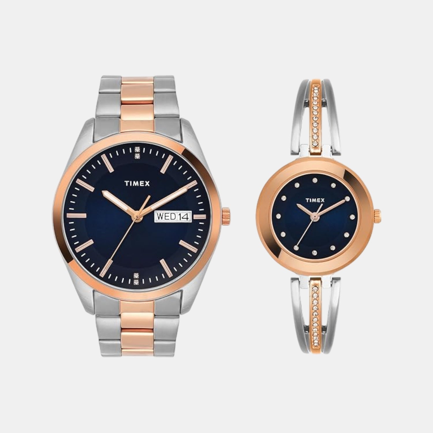 Timex Fashion Couple Quartz Black Dial Analog Stainless Steel Watch TW00PR310