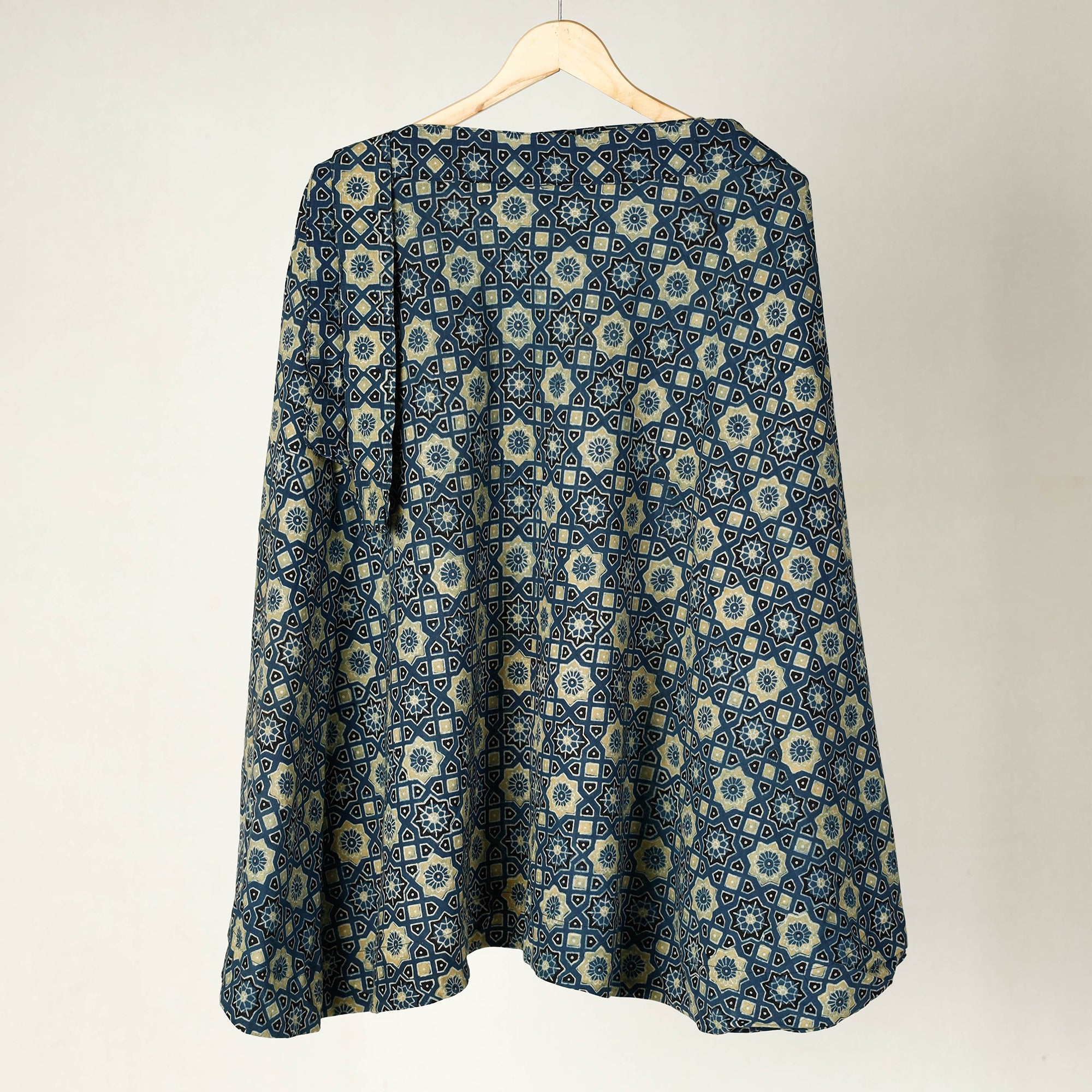 NOORI BAZAR Blue - Ajrakh Block Printed Cotton Wrap Around Skirt