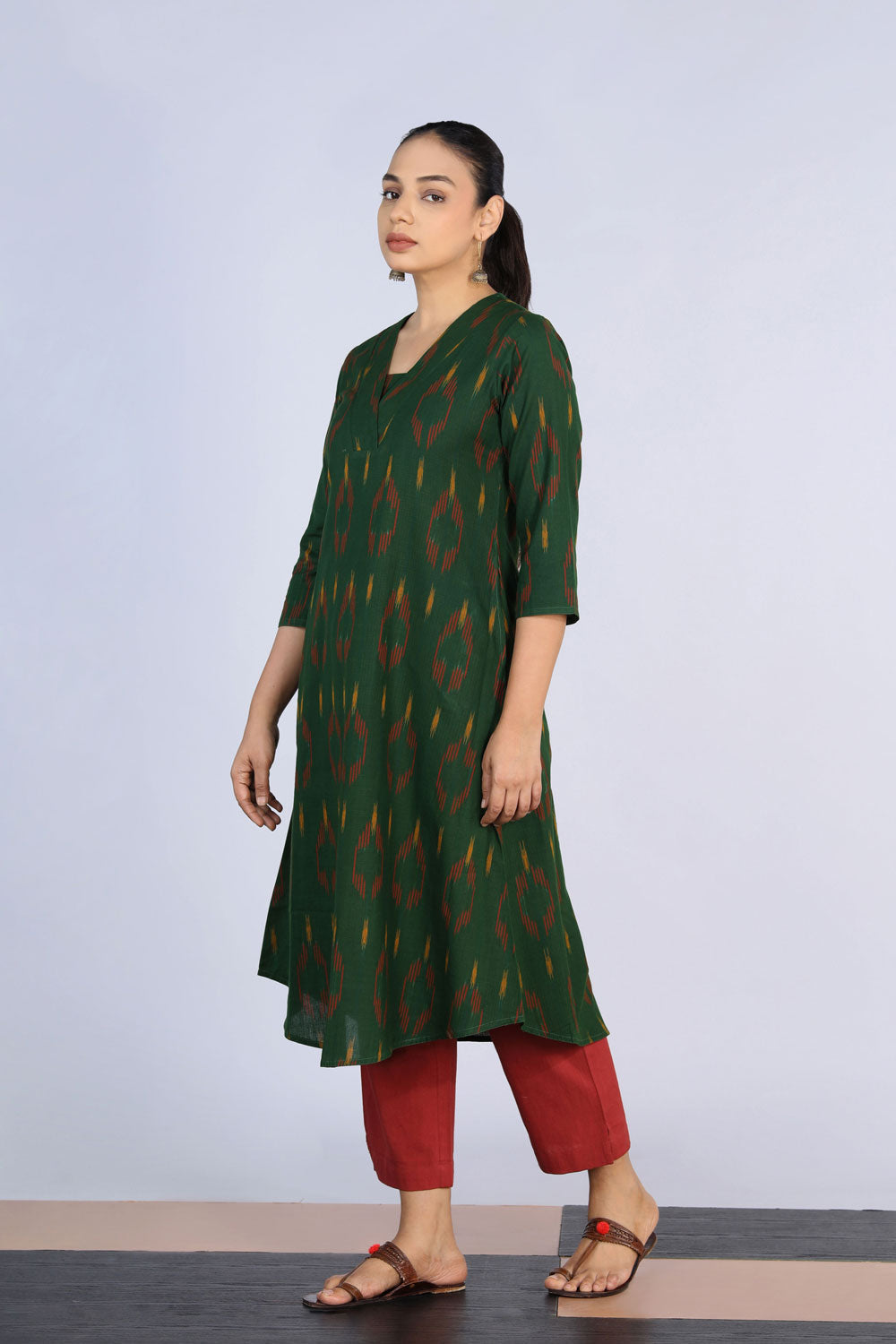 Kalanjali Ethnics Cotton Pochampally Ikat Kurti - view 6