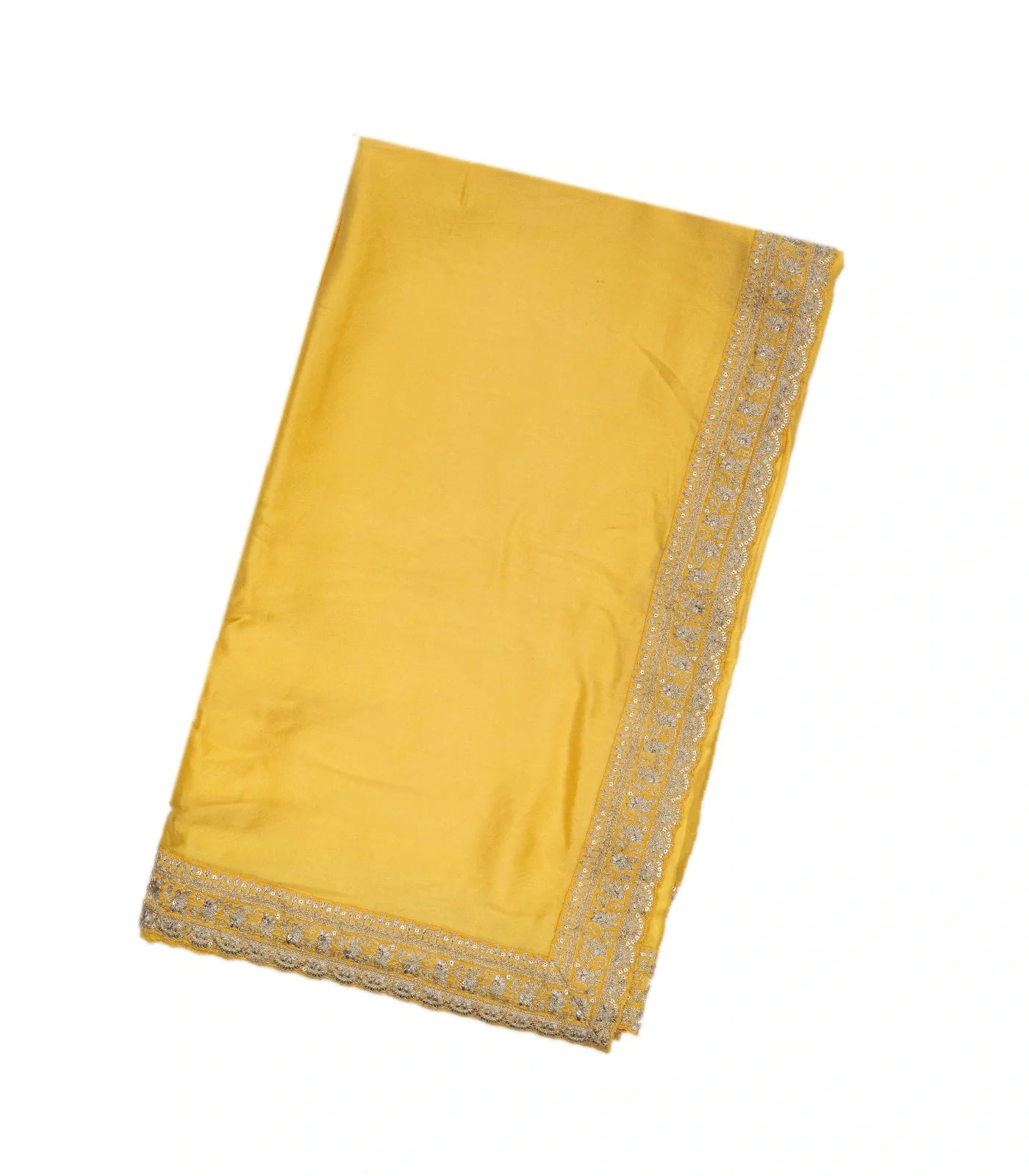 RmKV Yellow Woven Banarasi Satin Saree With Embroidery