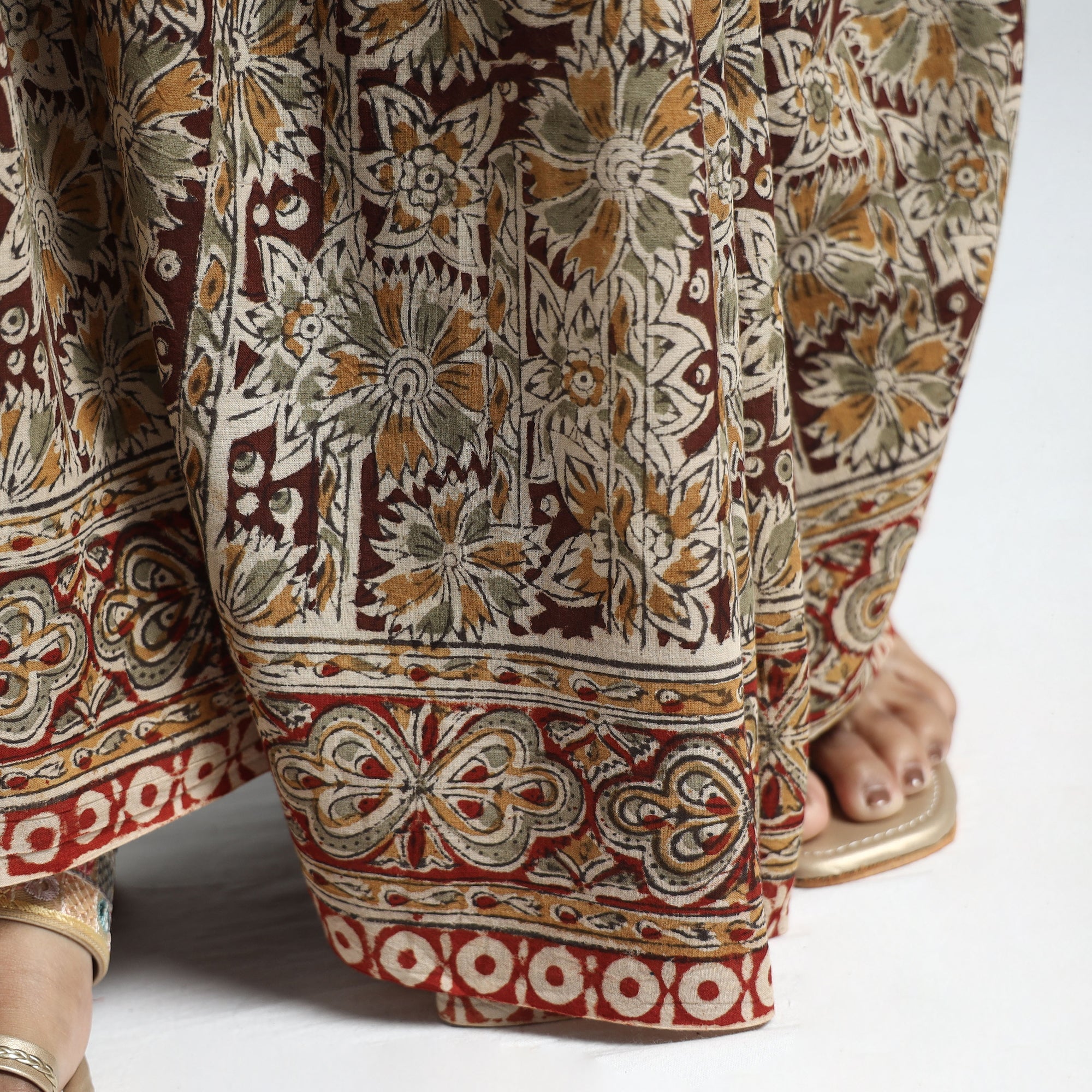 VENKATA BHANU KALAMKARI PEDANA Beige - Pedana Block Print Cotton Kalamkari Saree - view 5