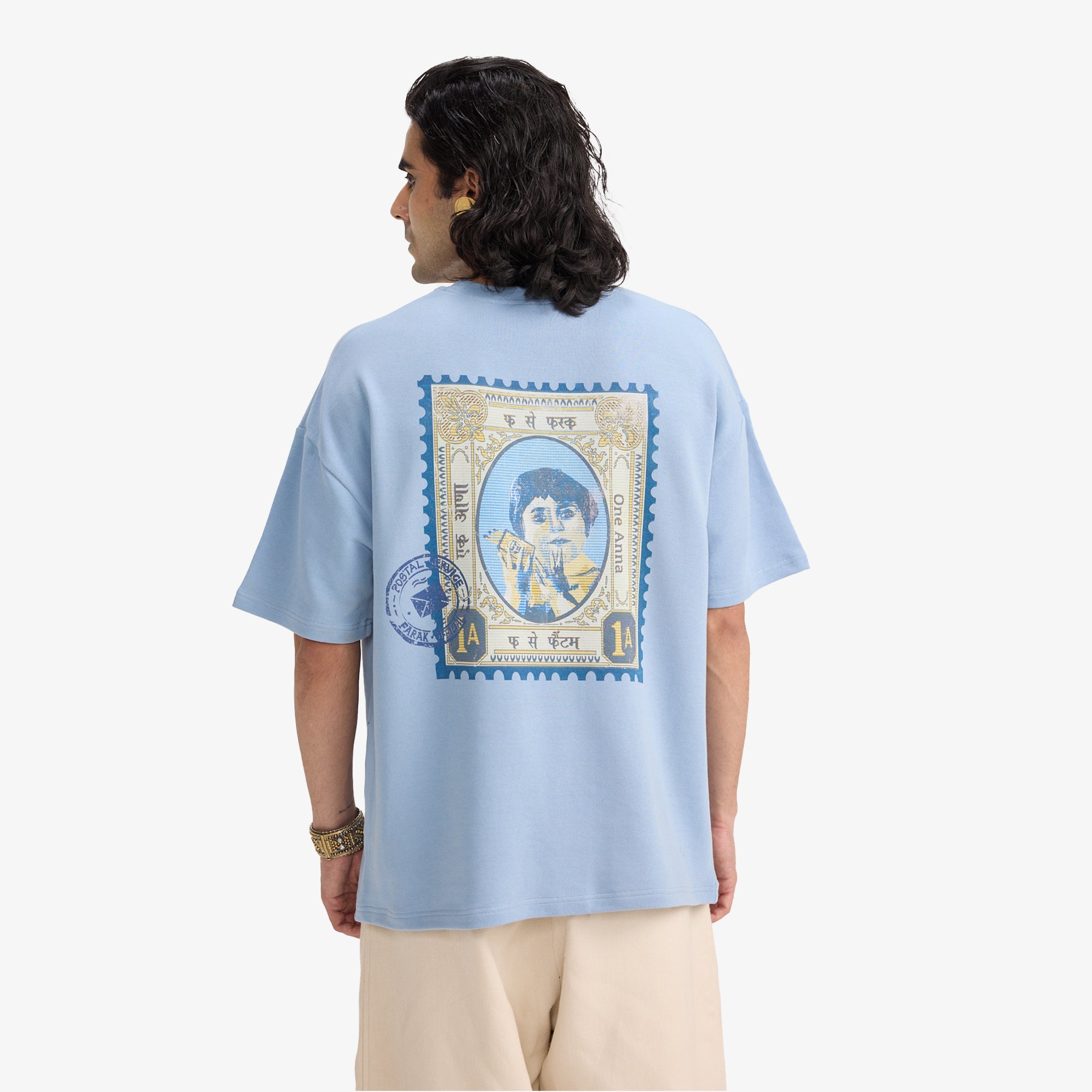 F A R A K | F Se Farak Stamp T-shirt { Blue/blue - view 3