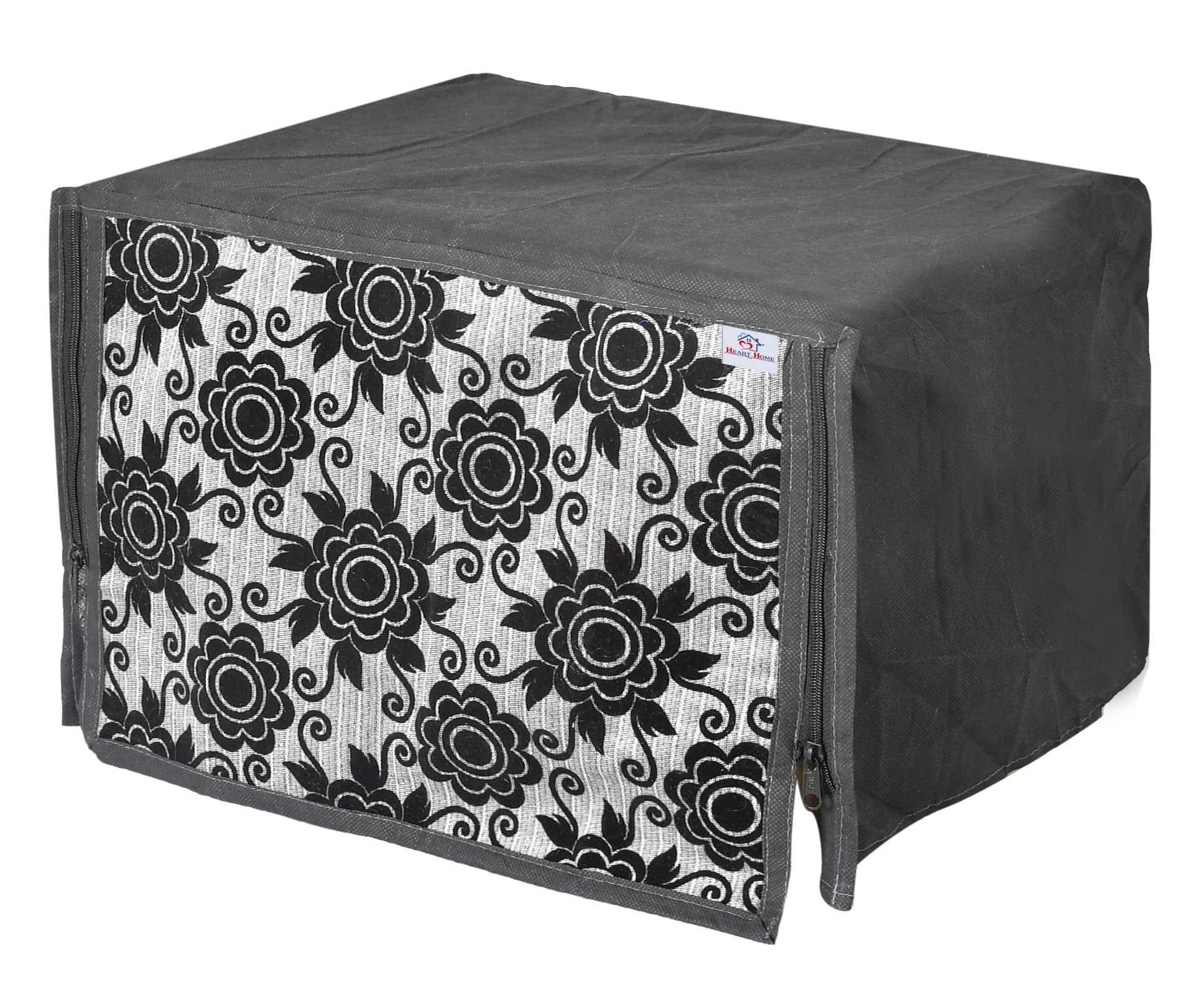 Heart Home Velvet Flower Printed Microwave Oven Cover,25 LTR. (Black)-HS43HEARTH26069