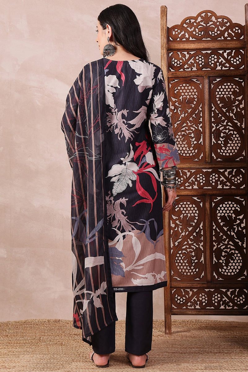 Ahika Black Rayon Blend Floral Printed Straight Trouser Bottom Suit Set PKSKD2543BLK - view 5