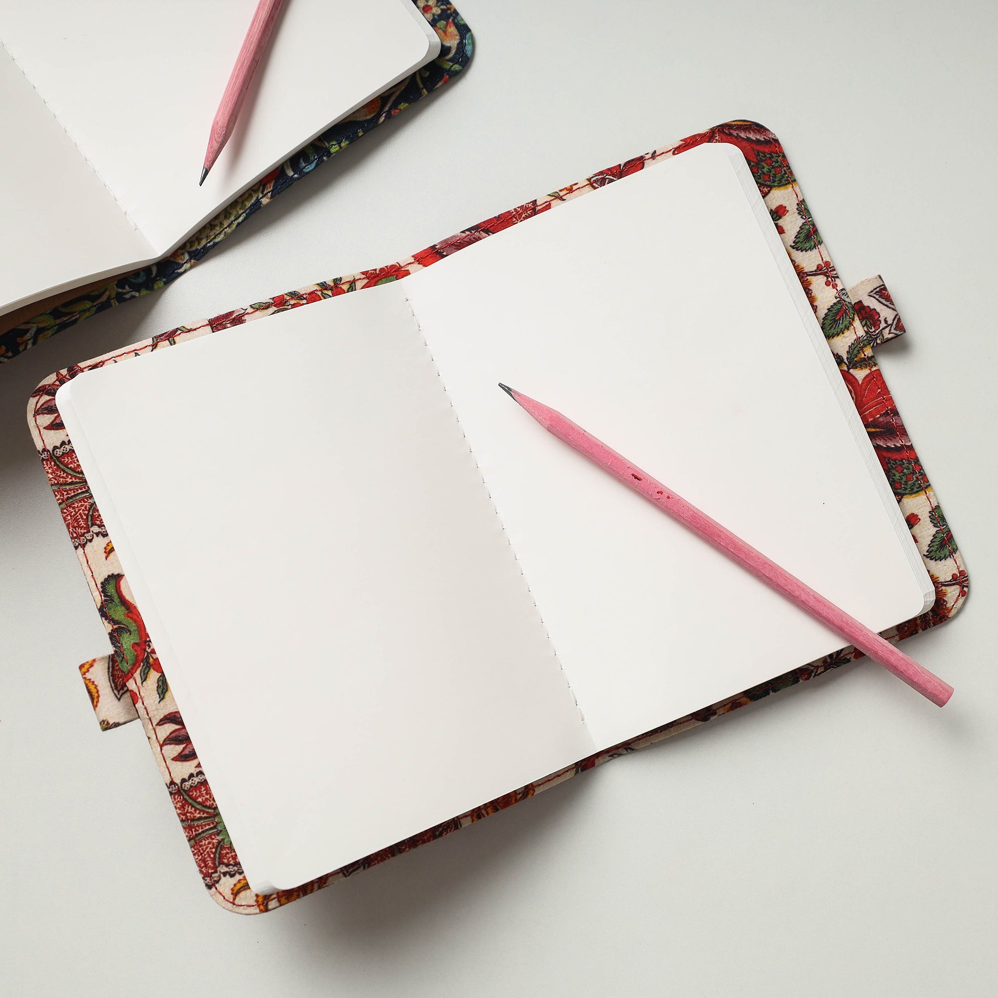 SUKRITI INPRINT Beige - Floral Printed Handmade Classic Notebook with Pencil (Large) - view 2