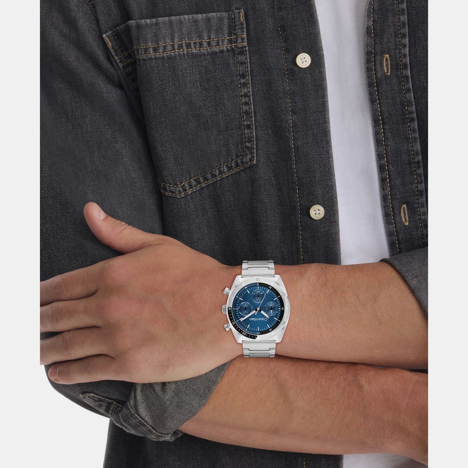 Calvin Klein Ck Flex Men Quartz Blue Dial Multi-Function Stainless Steel Watch 25200464 - view 4