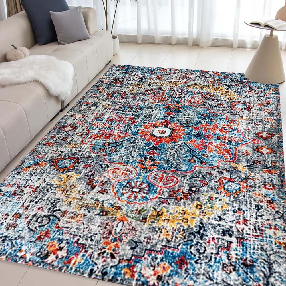 Urban Space Home Furnishing Digital Printed Premium Chenille Floor Carpet Mat, Super Soft Rug with Anti-Skid Backing, Modern Persian Carpet - CR005