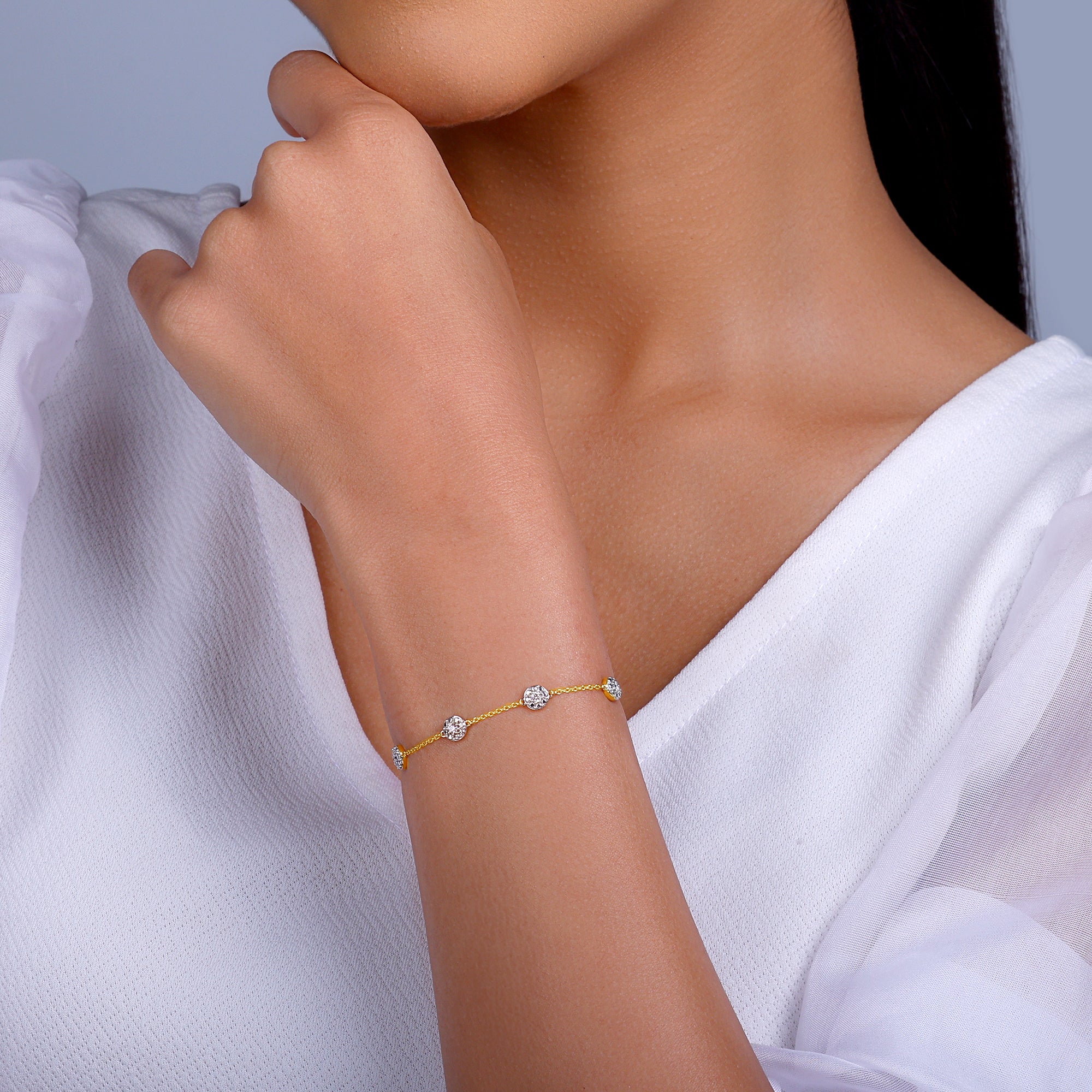 GIVA Jewellery Gold Gorgeous Cluster Diamond Bracelet - view 3