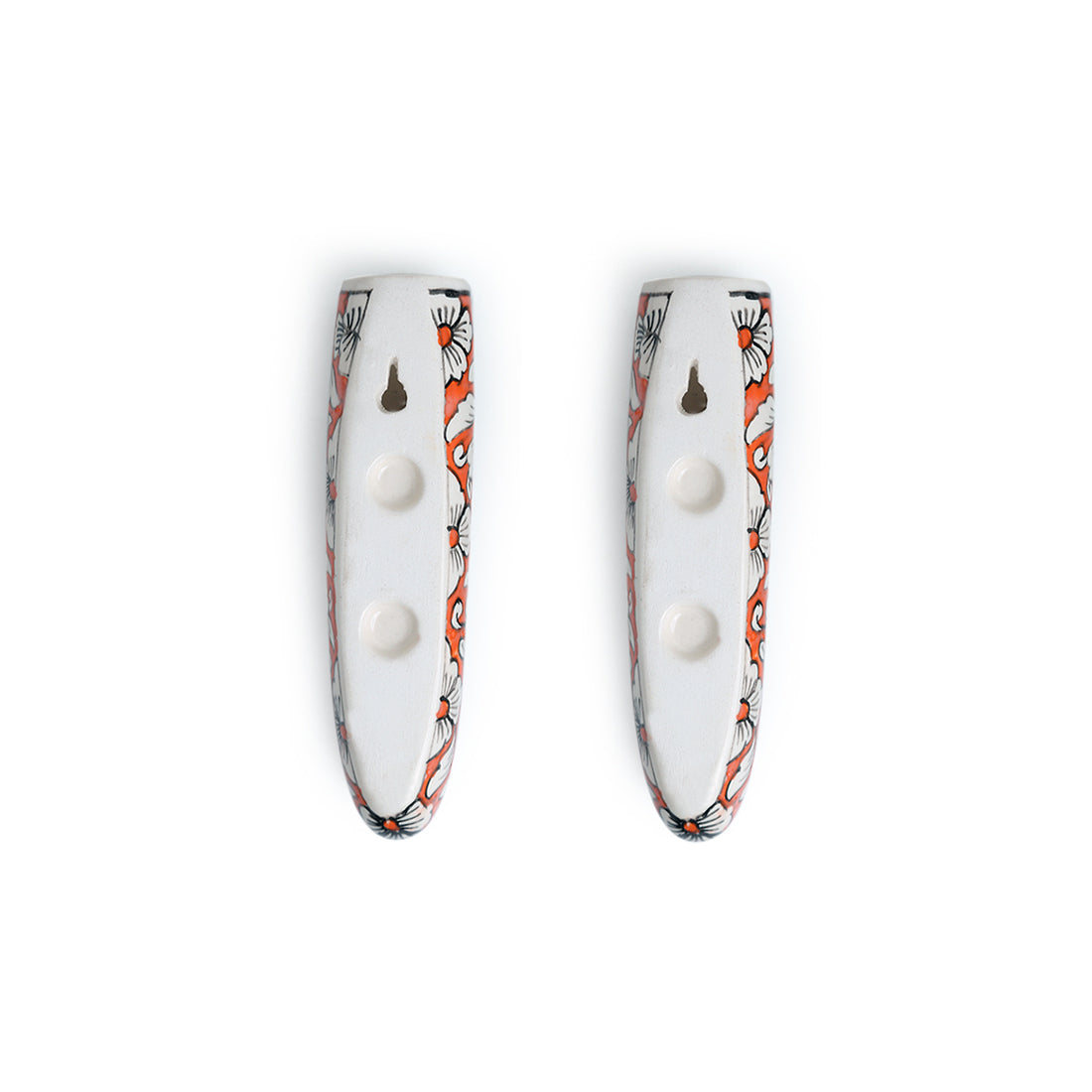 EXCLUSIVELANE 'Fiery Marigold' Handpainted Ceramic Wall Planter Pots (Set of 2) - view 4