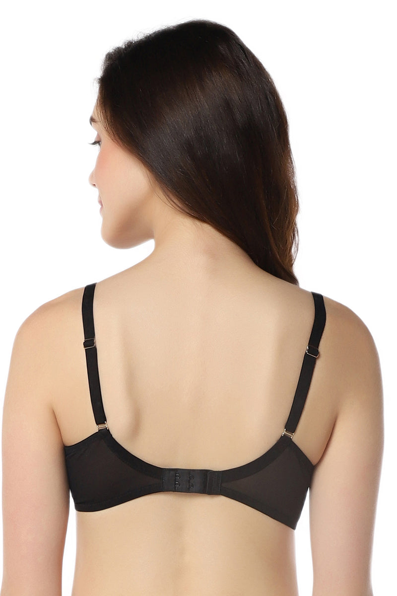 Amante Sheer Luxe Padded Wired Demi Bra - Black & Stucco - view 3