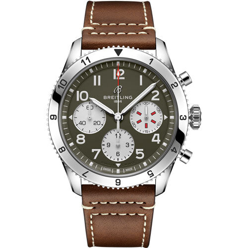 Breitling Classic Avi Chronograph Curtiss Warhawk Green Dial Men 42mm