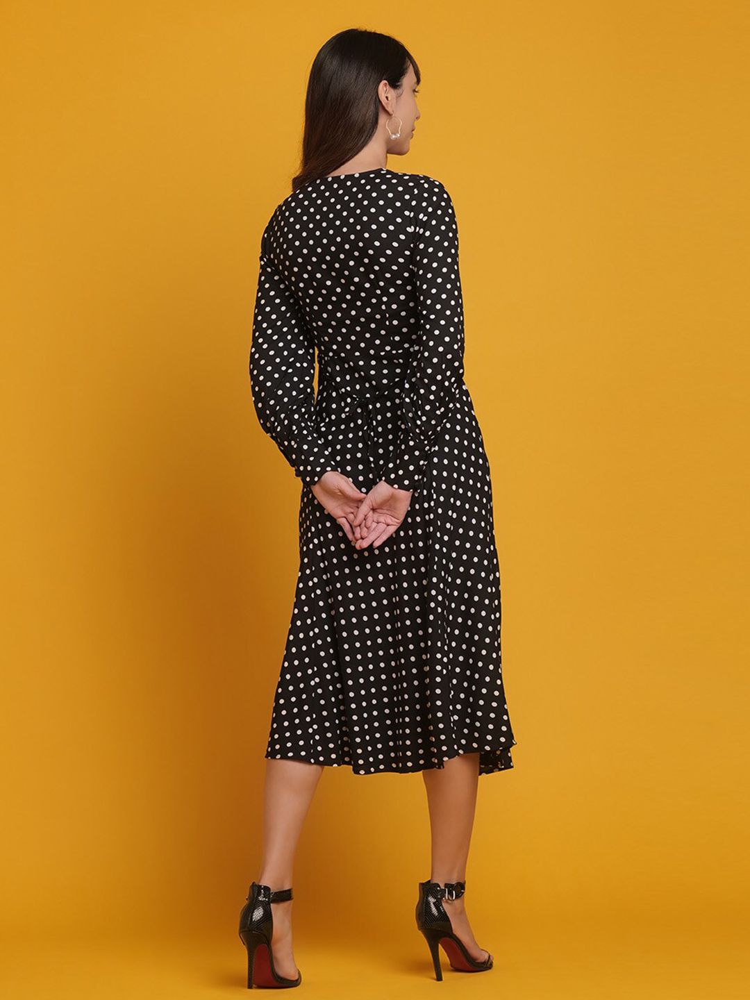 Freehand By The Indian Garage Co Women V Neck Polka Dot Dress - view 4