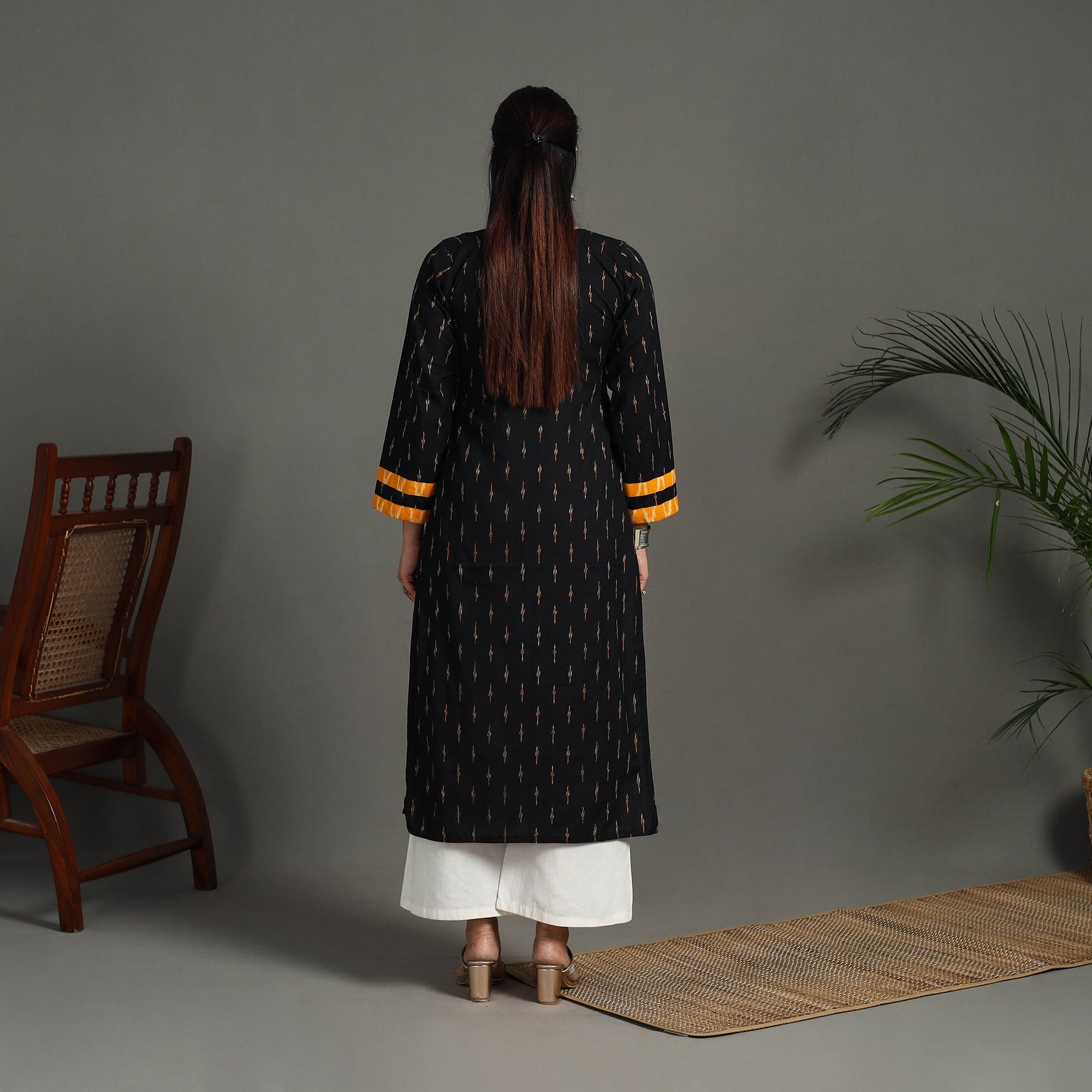 ITOKRI CASUALS Black - Cotton Straight Pochampally Ikat Kurta 02 - view 5