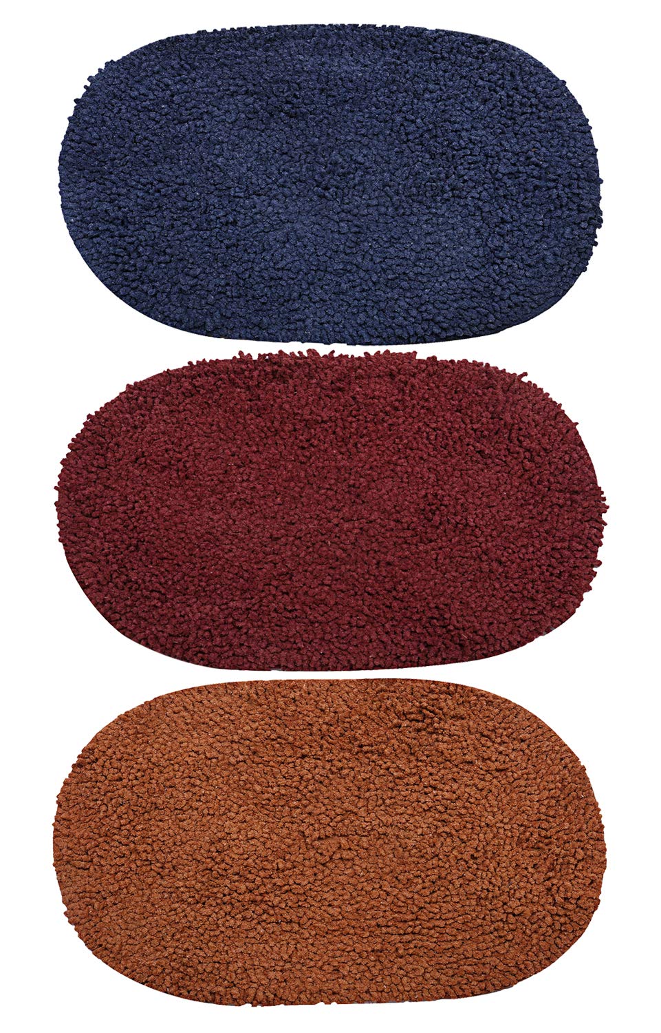 Kuber Industries Soft Cotton Shaggy 3 Pieces Door Mat 16"x24" (Light Brown, Pink & Blue) -CTKTC029265