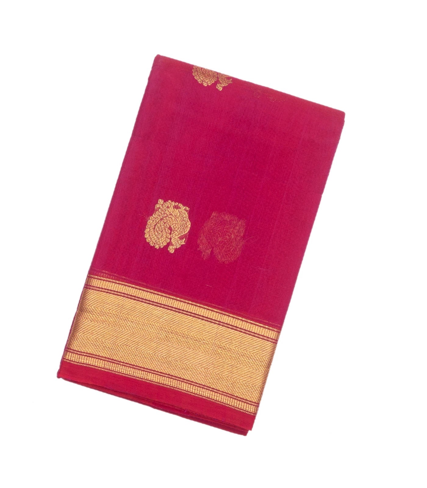 RmKV Hot Pink Handloom Kanchi Cotton Saree With Annam Buttas