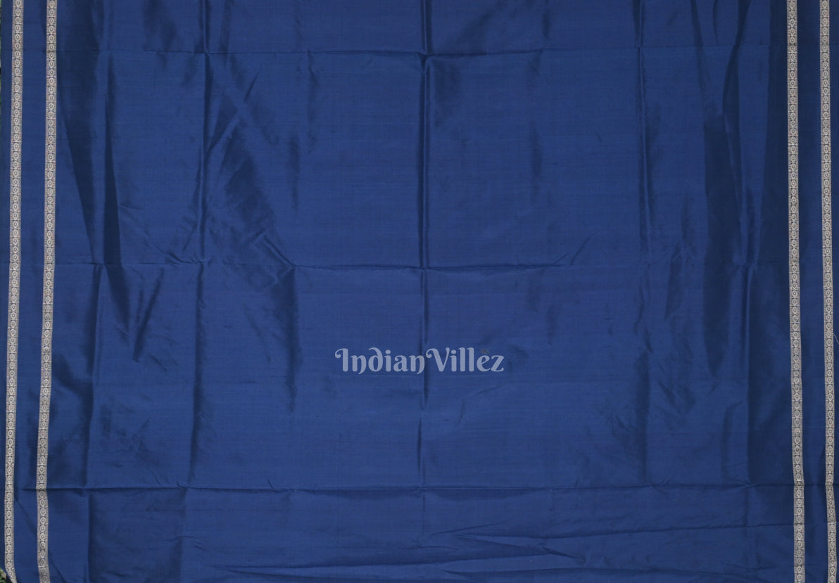 IndianVillèz Silver Blue Shree Mandir Theme Bomkai Sambalpuri Ikat Silk Saree - view 5