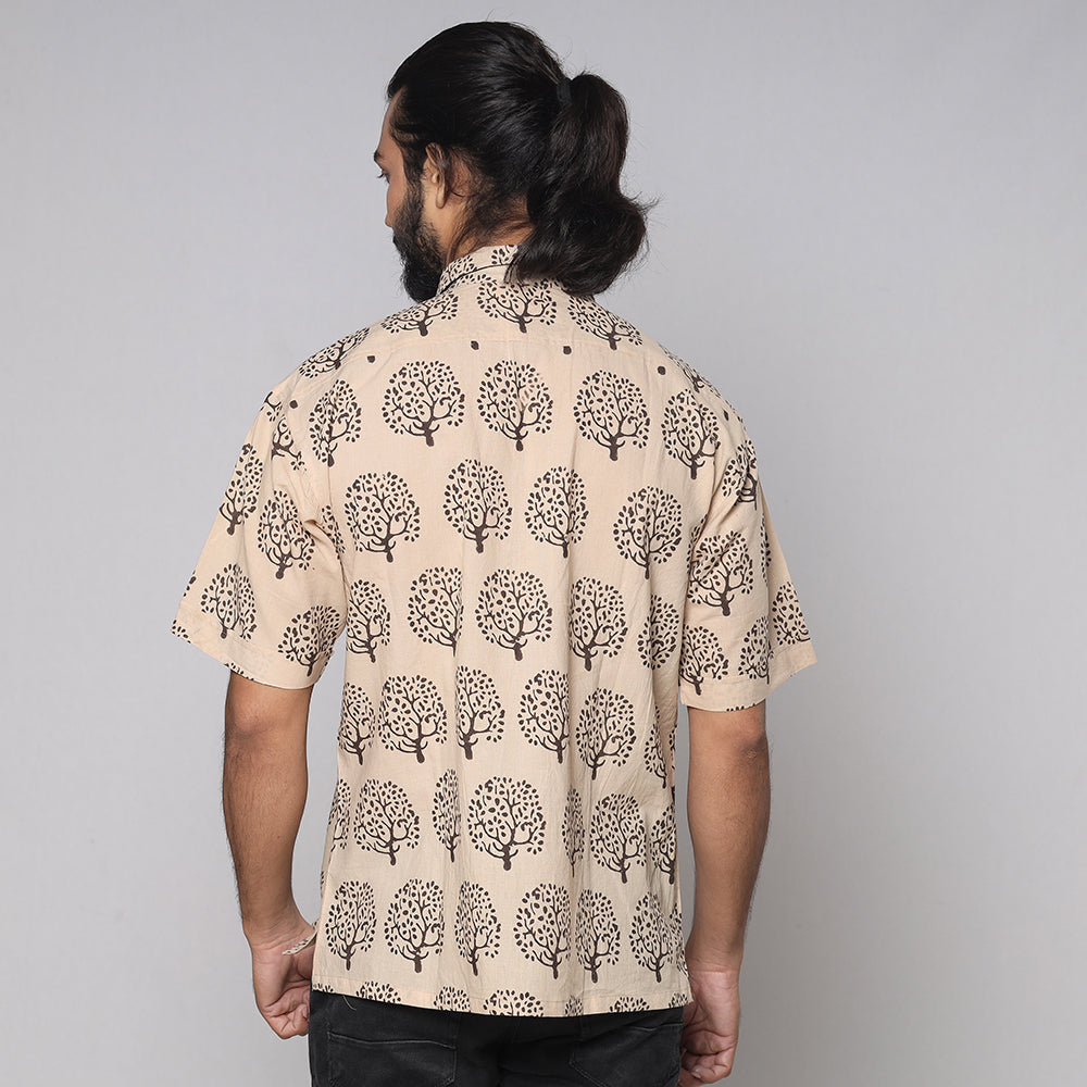 BINDAAS UNLIMITED Beige - Bindaas Block Printed Natural Dyed Cotton Men Half Sleeve Shirt - view 4